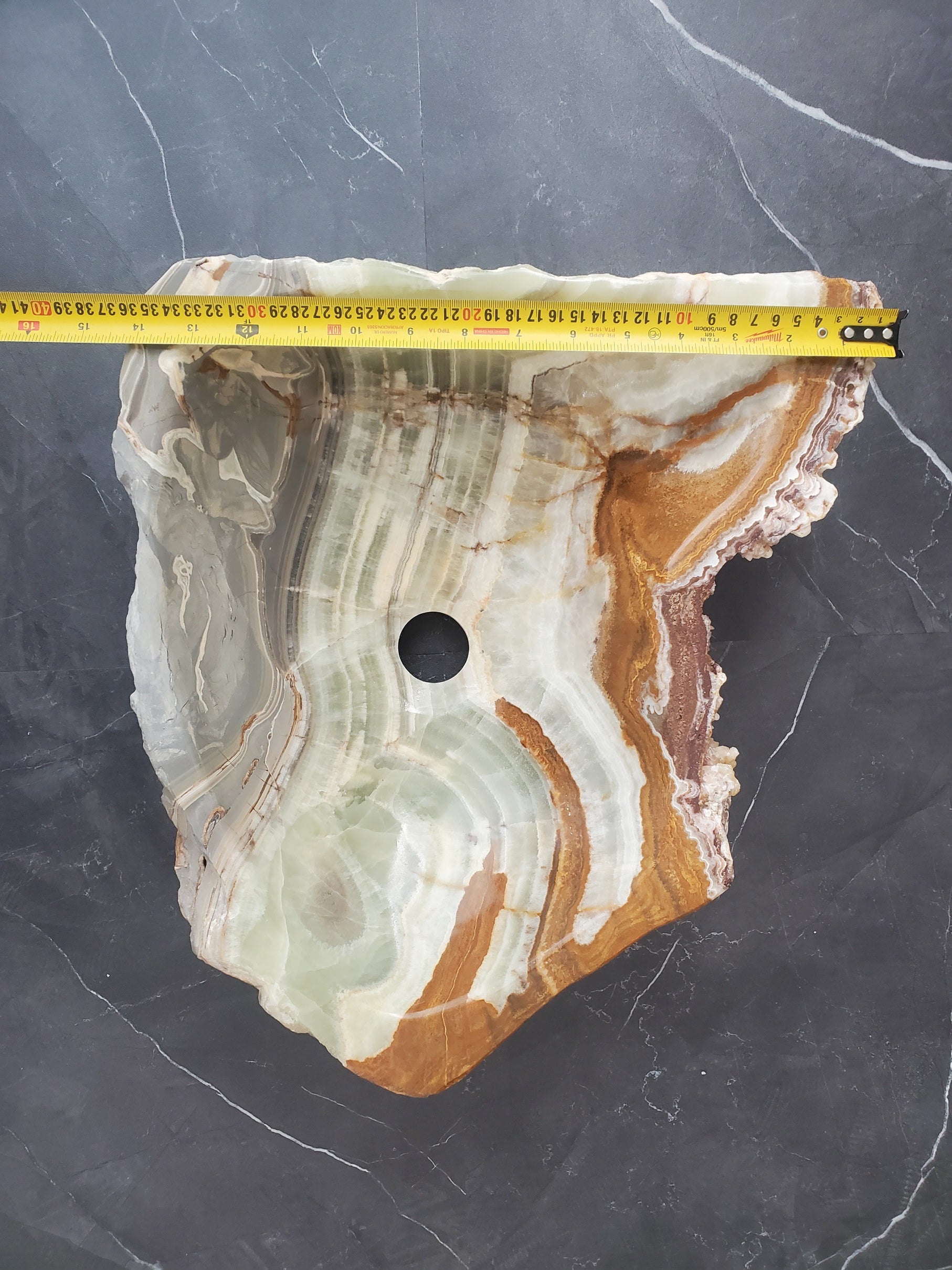 S25_09 Green Onyx Stone Vessel Bathroom Sink