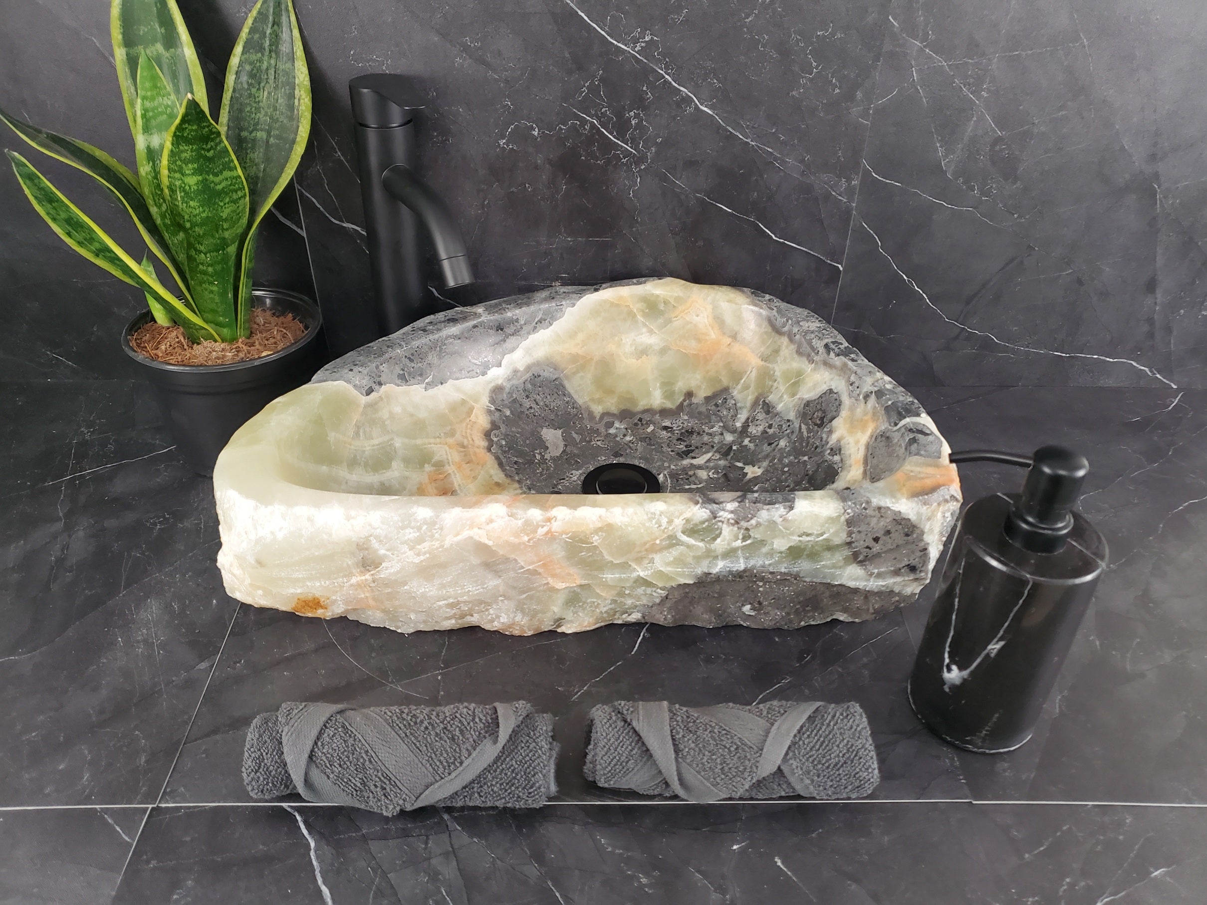 S26_08 Onyx Stone Vessel Bathroom Sink