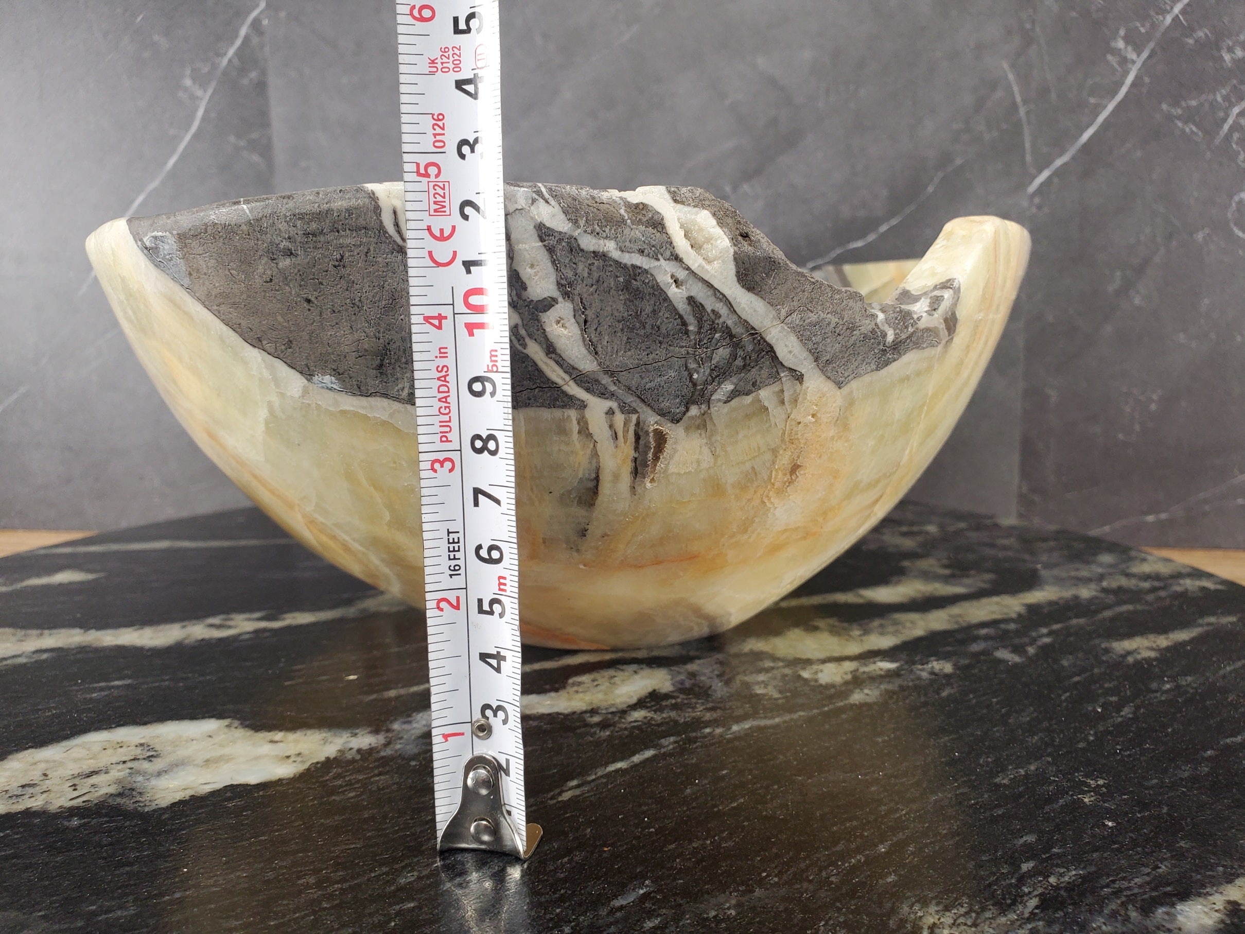 S28_26 Onyx Stone Vessel Bathroom Sink - 15 x 13 inch