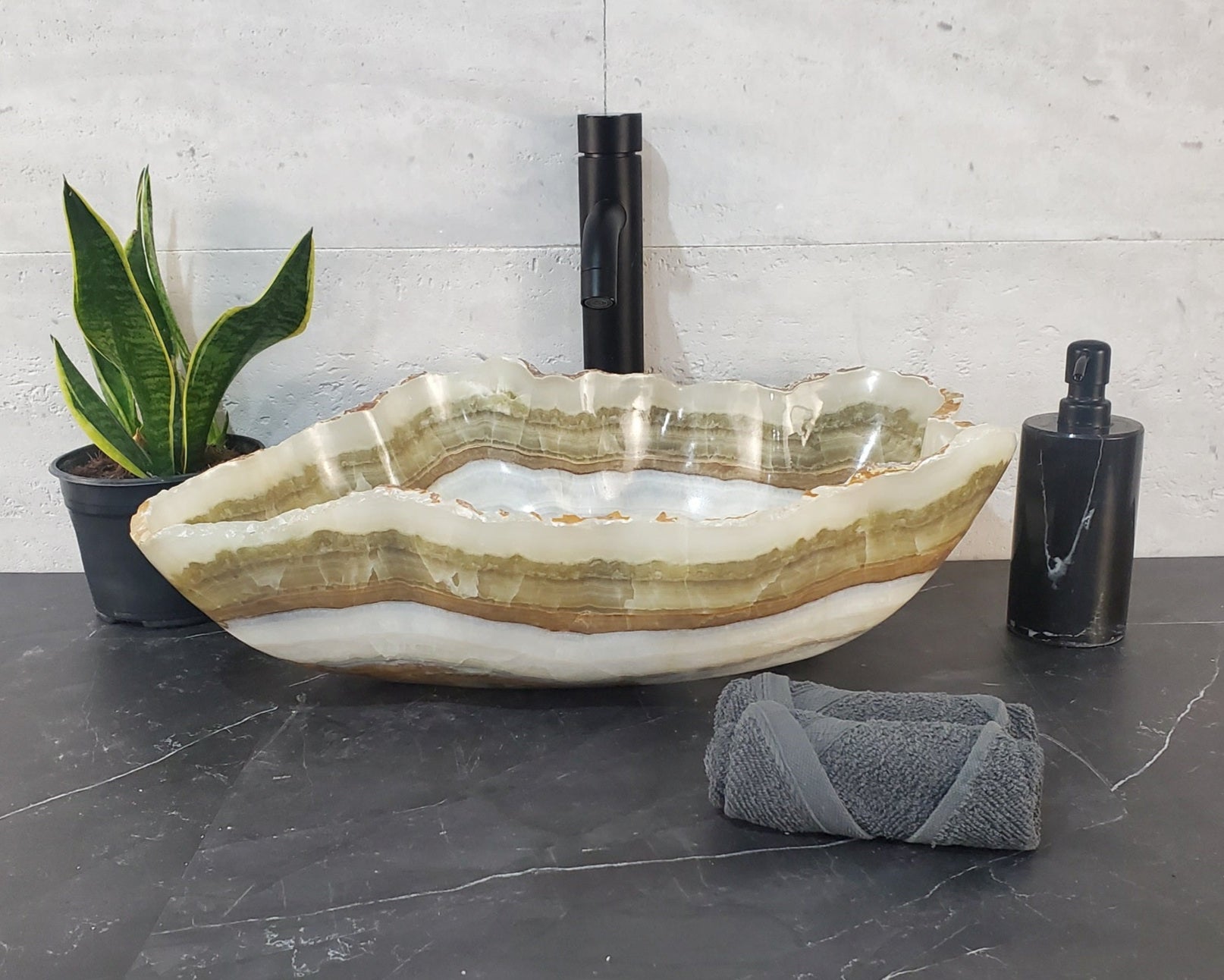 S27_21 Onyx Stone Bathroom Vessel Sink