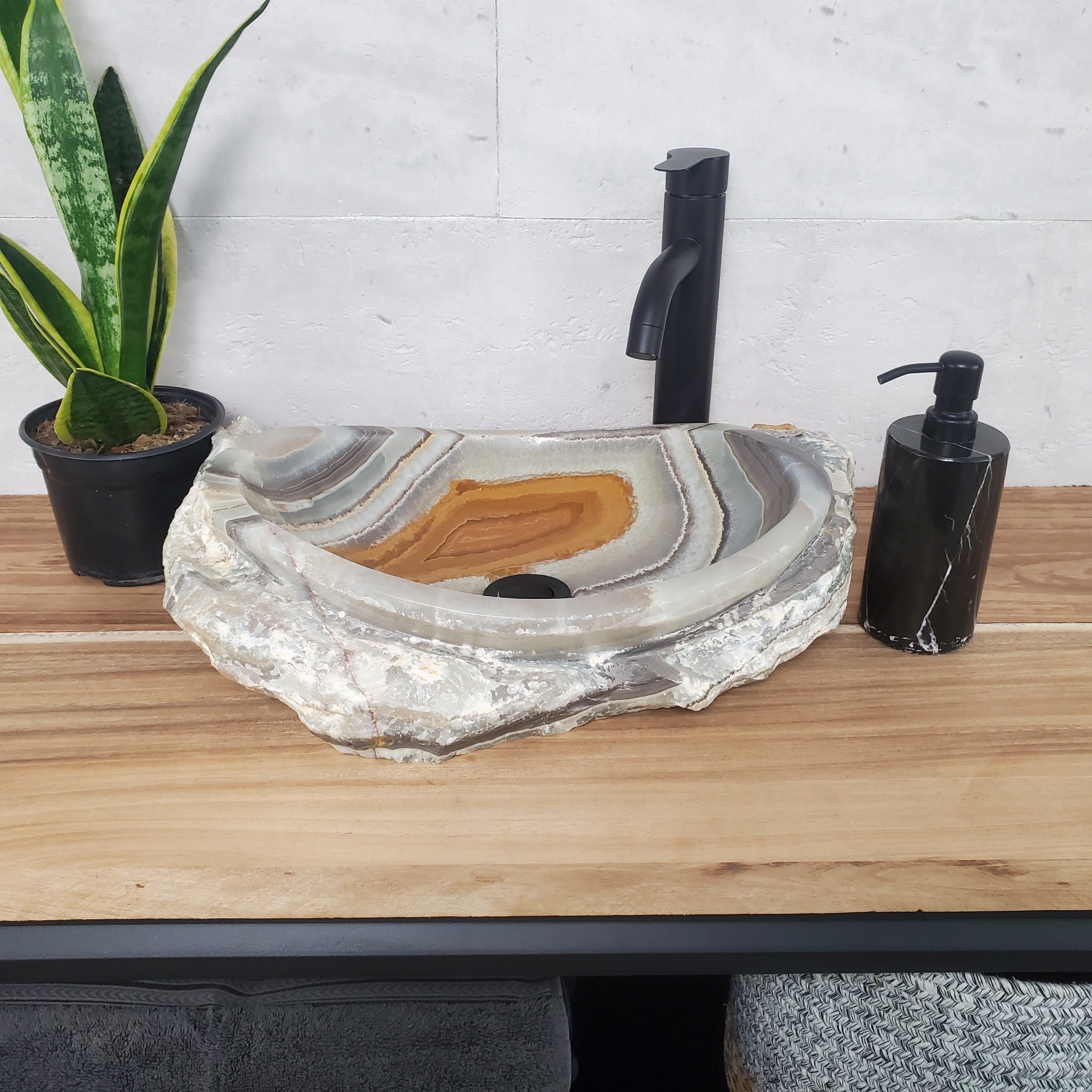 S28_12 Onyx Stone Vessel Bathroom Sink
