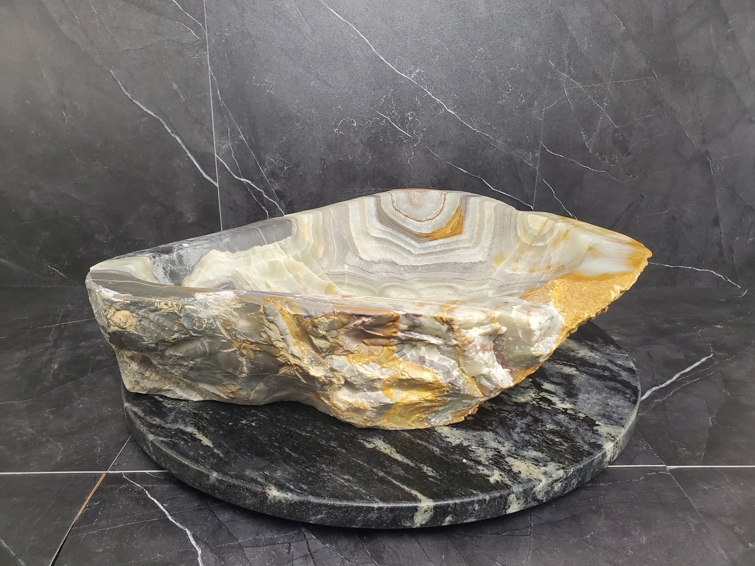 S25_14 Green Onyx Stone Vessel Bathroom Sink