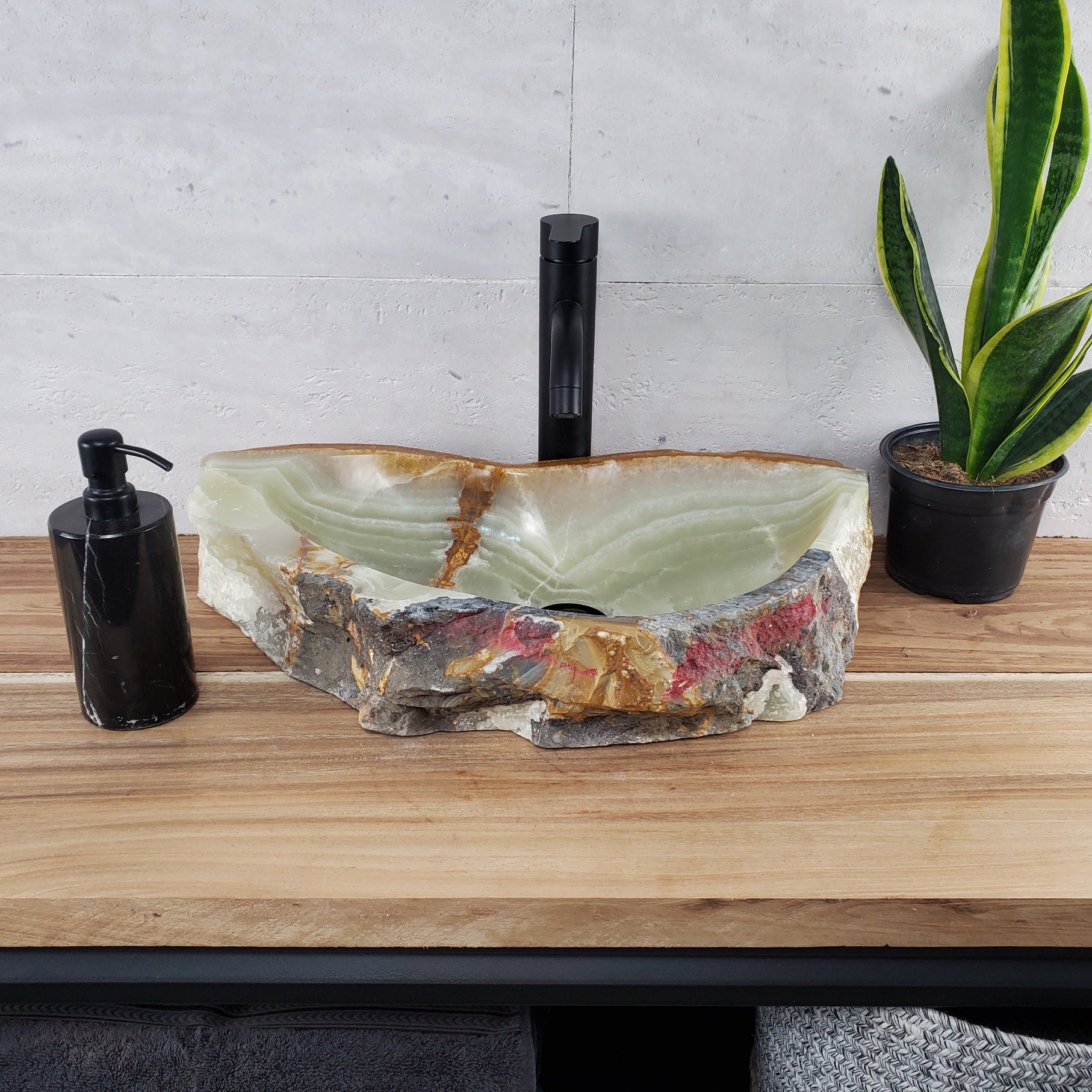 S28_17 Onyx Stone Vessel Bathroom Sink