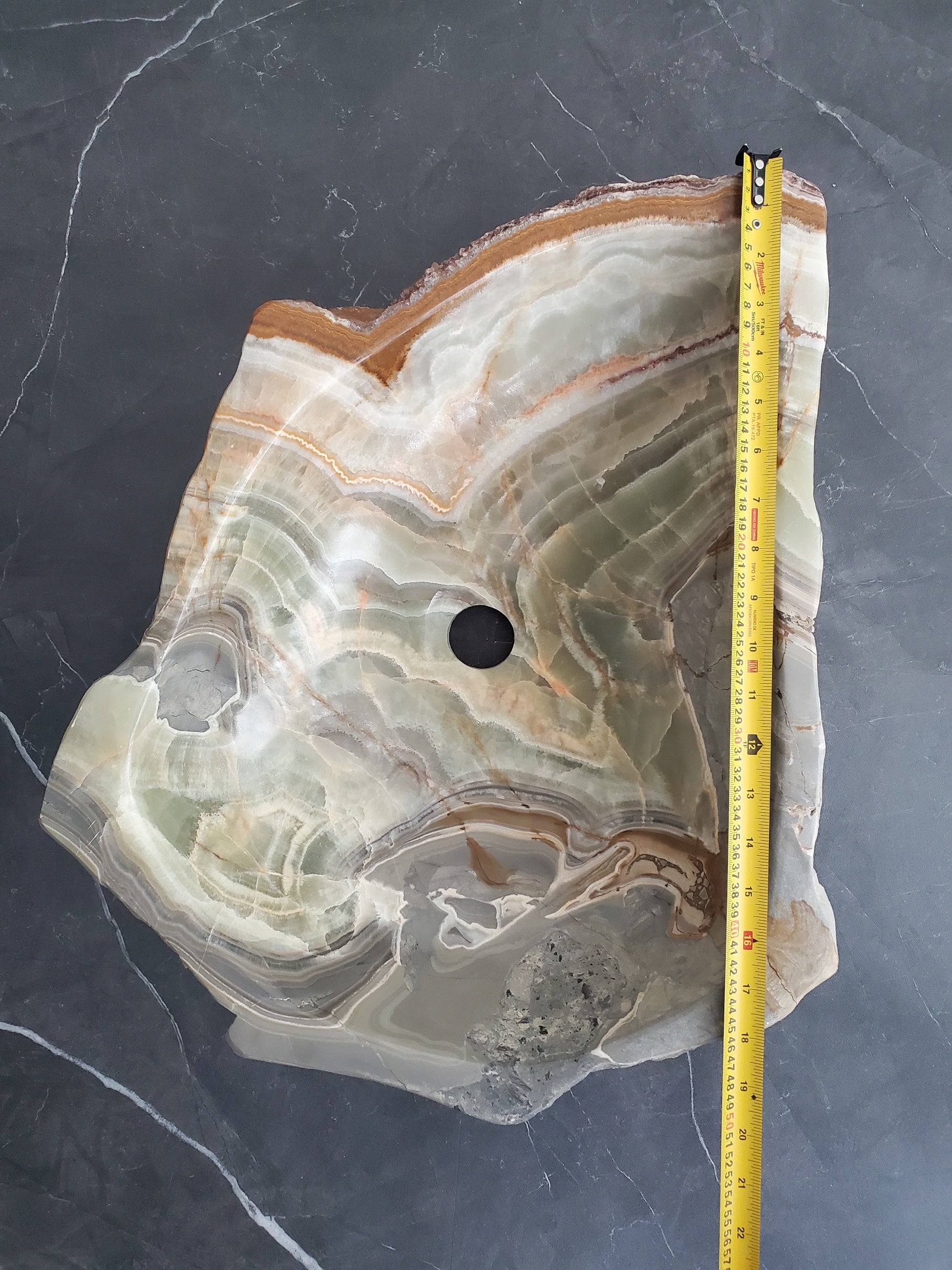 S25_12 Green Onyx Stone Vessel Bathroom Sink