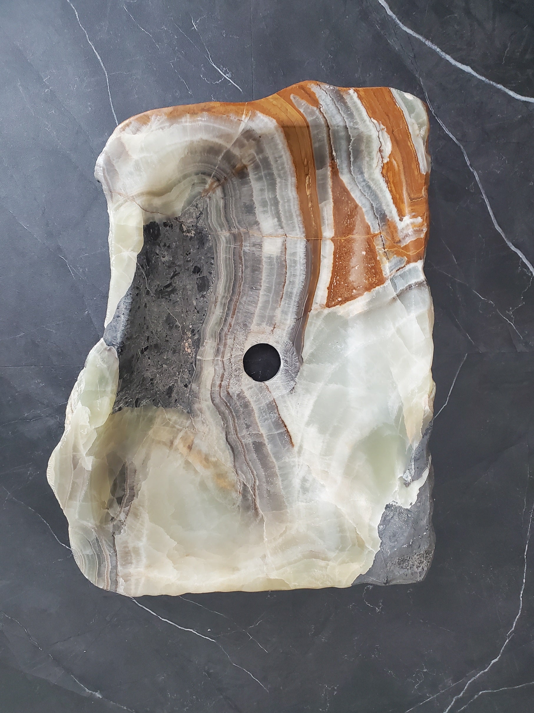 S25_15 Onyx Stone Vessel Bathroom Sink