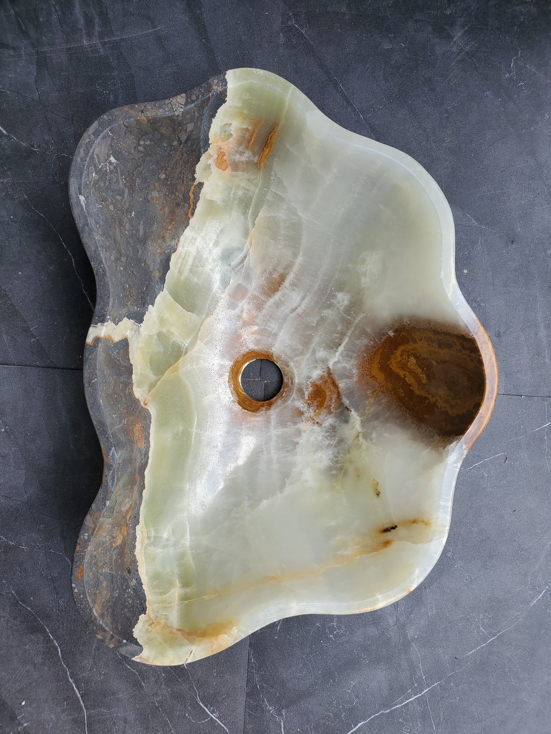S30_17 Onyx Stone Vessel Bathroom Sink - 17 x 12 inch