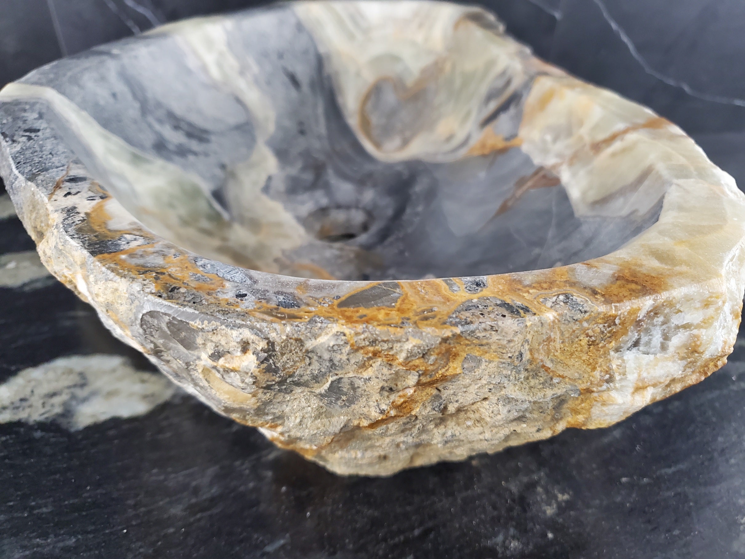 S25_19 Onyx Stone Vessel Bathroom Sink - 17 x 11 inch