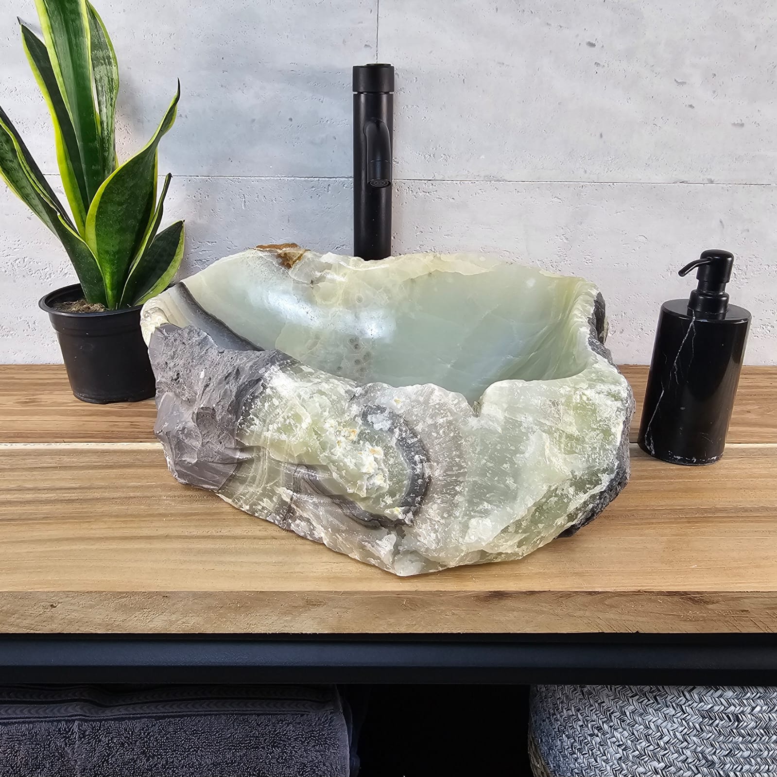 S29_03 Onyx Stone Vessel Bathroom Sink - 18 x 14.5 inch