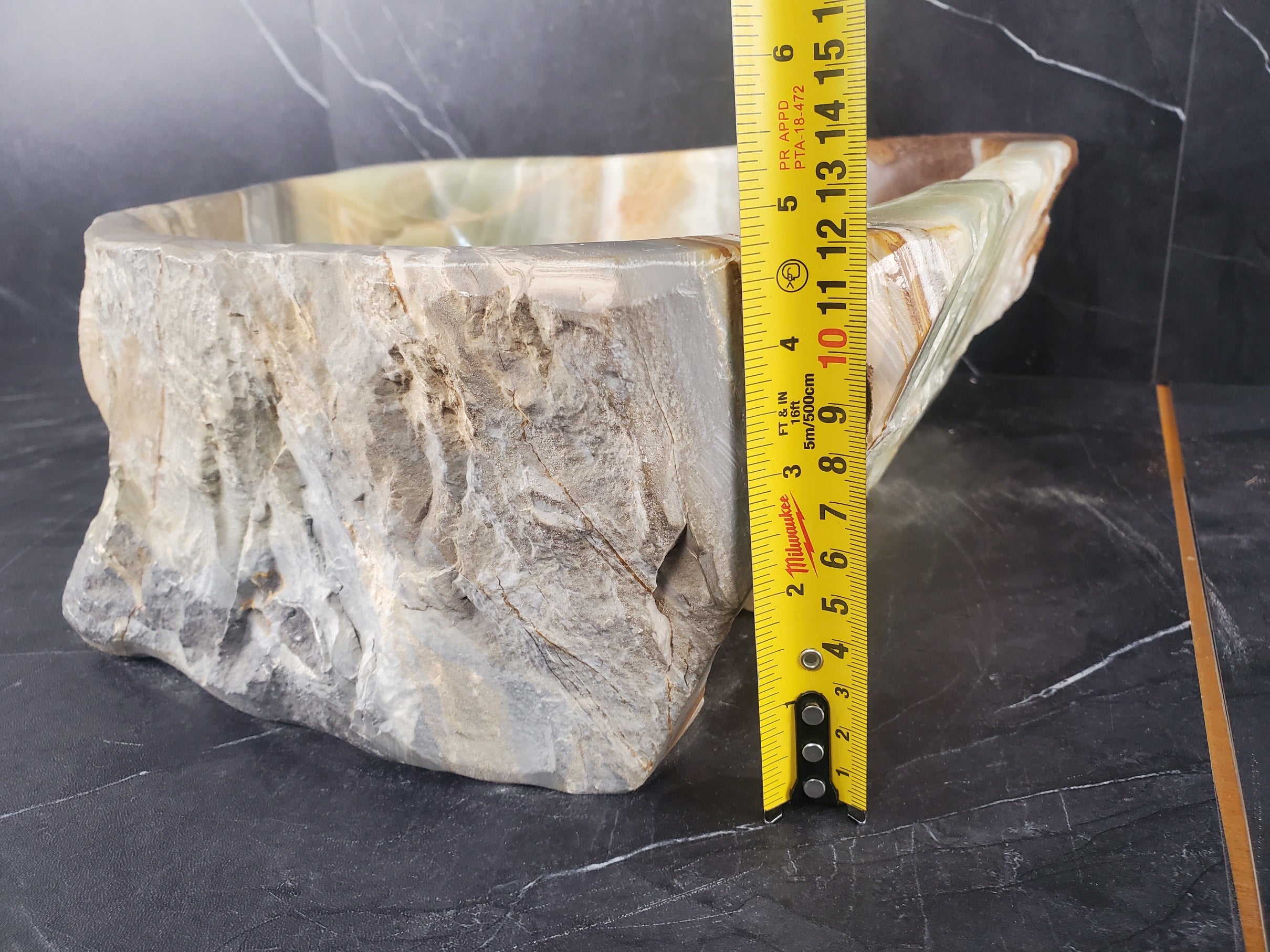 S25_13 Green Onyx Stone Vessel Bathroom Sink