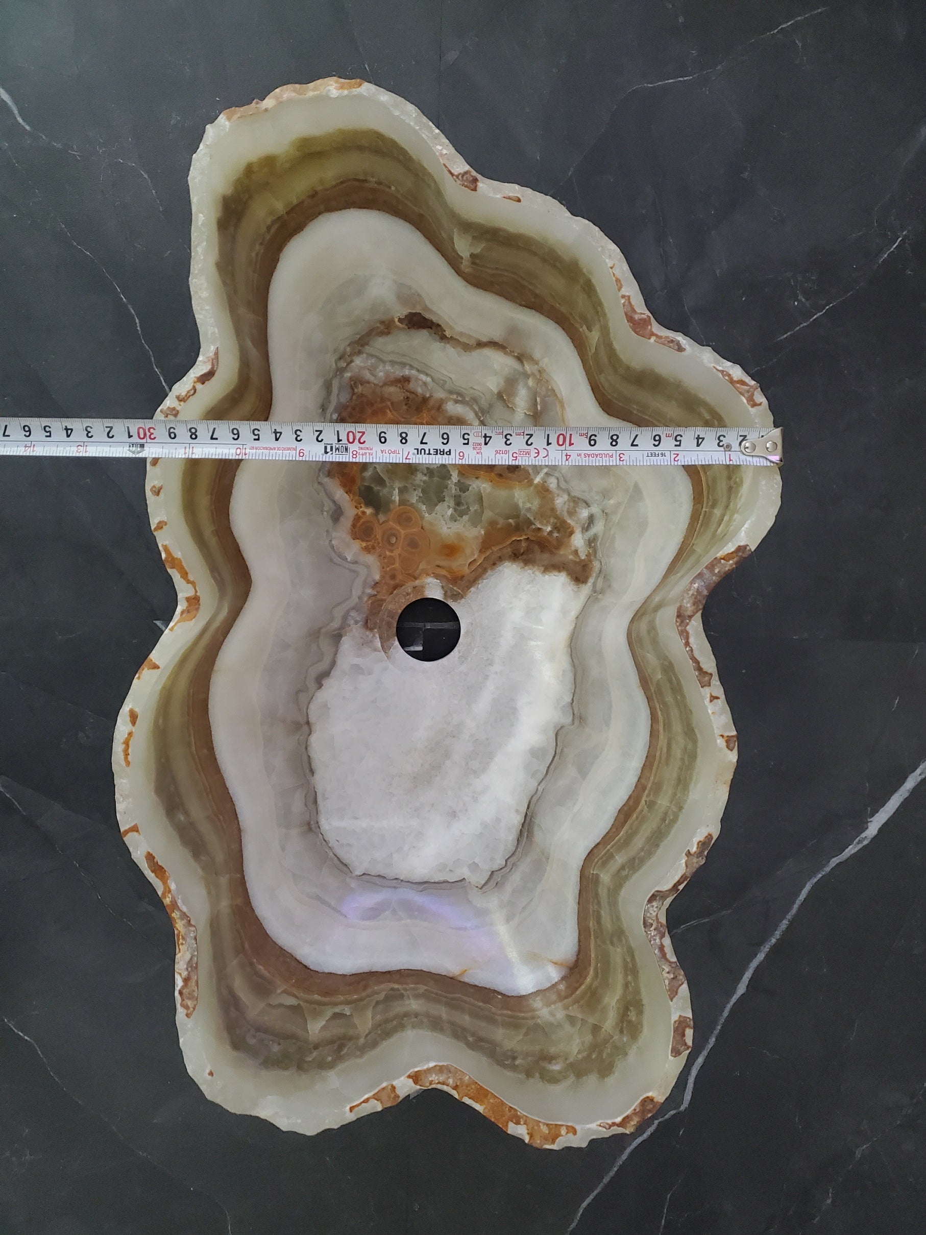 S27_21 Onyx Stone Bathroom Vessel Sink - 20 x 12 inch