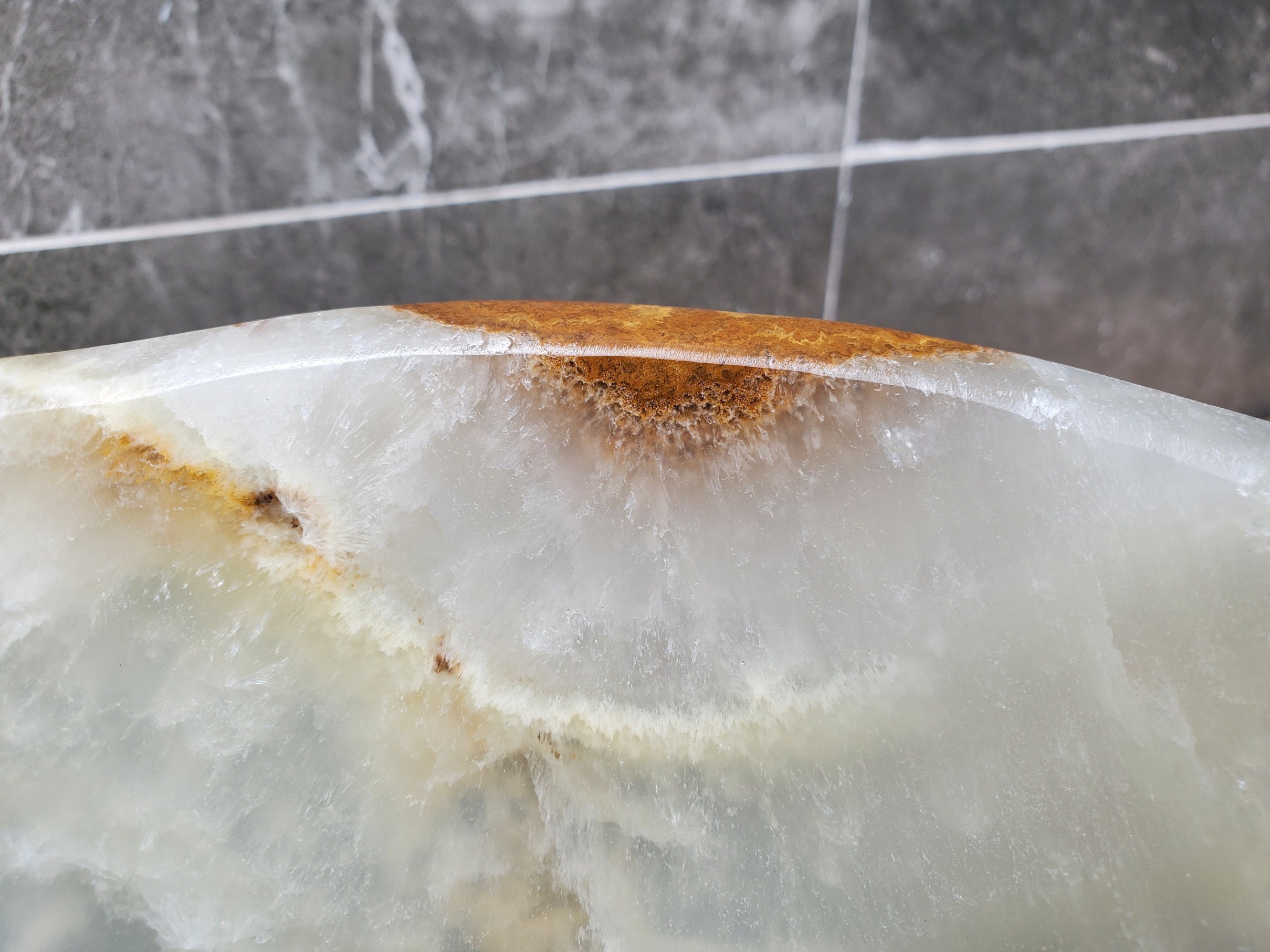 S30_16 Onyx Stone Vessel Bathroom Sink - 20 x 12 inch