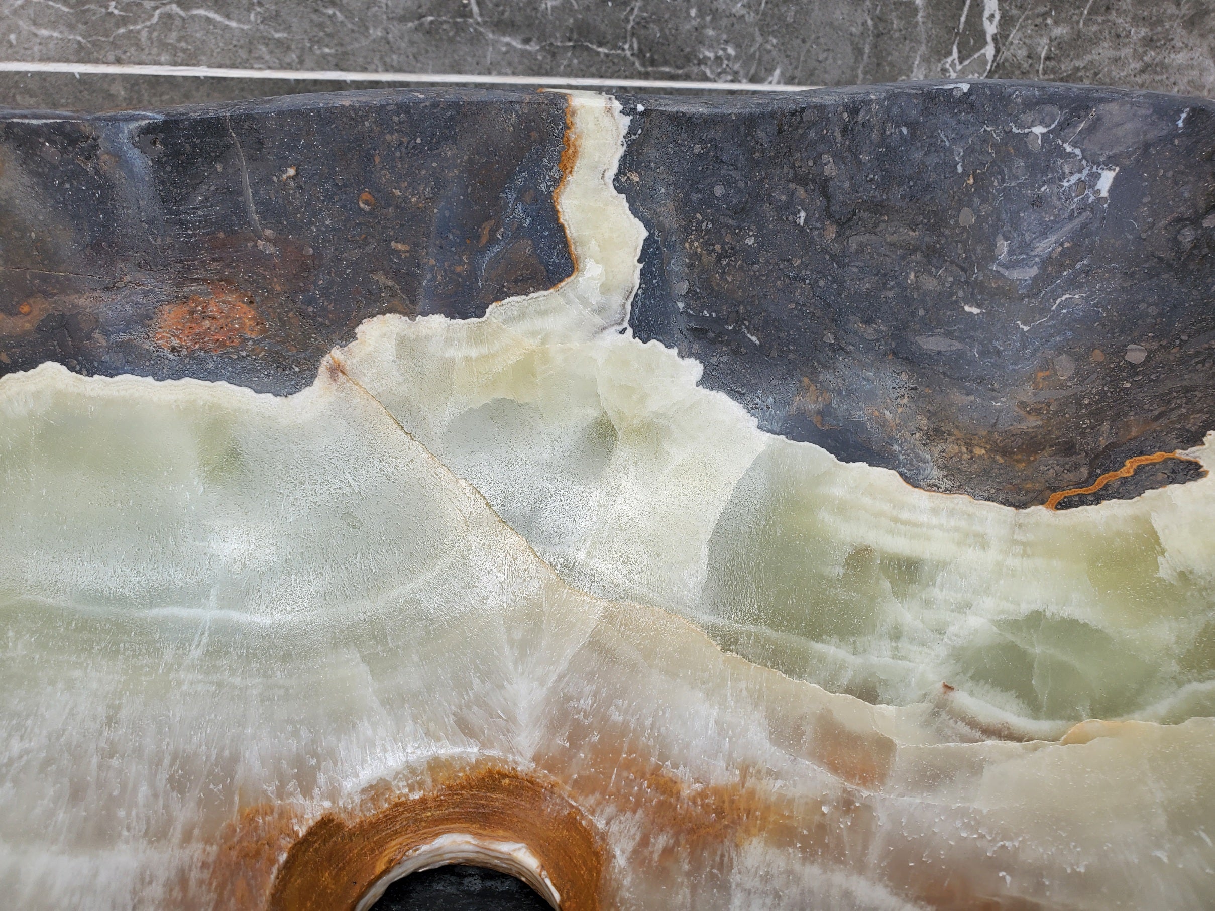 S30_17 Onyx Stone Vessel Bathroom Sink - 17 x 12 inch