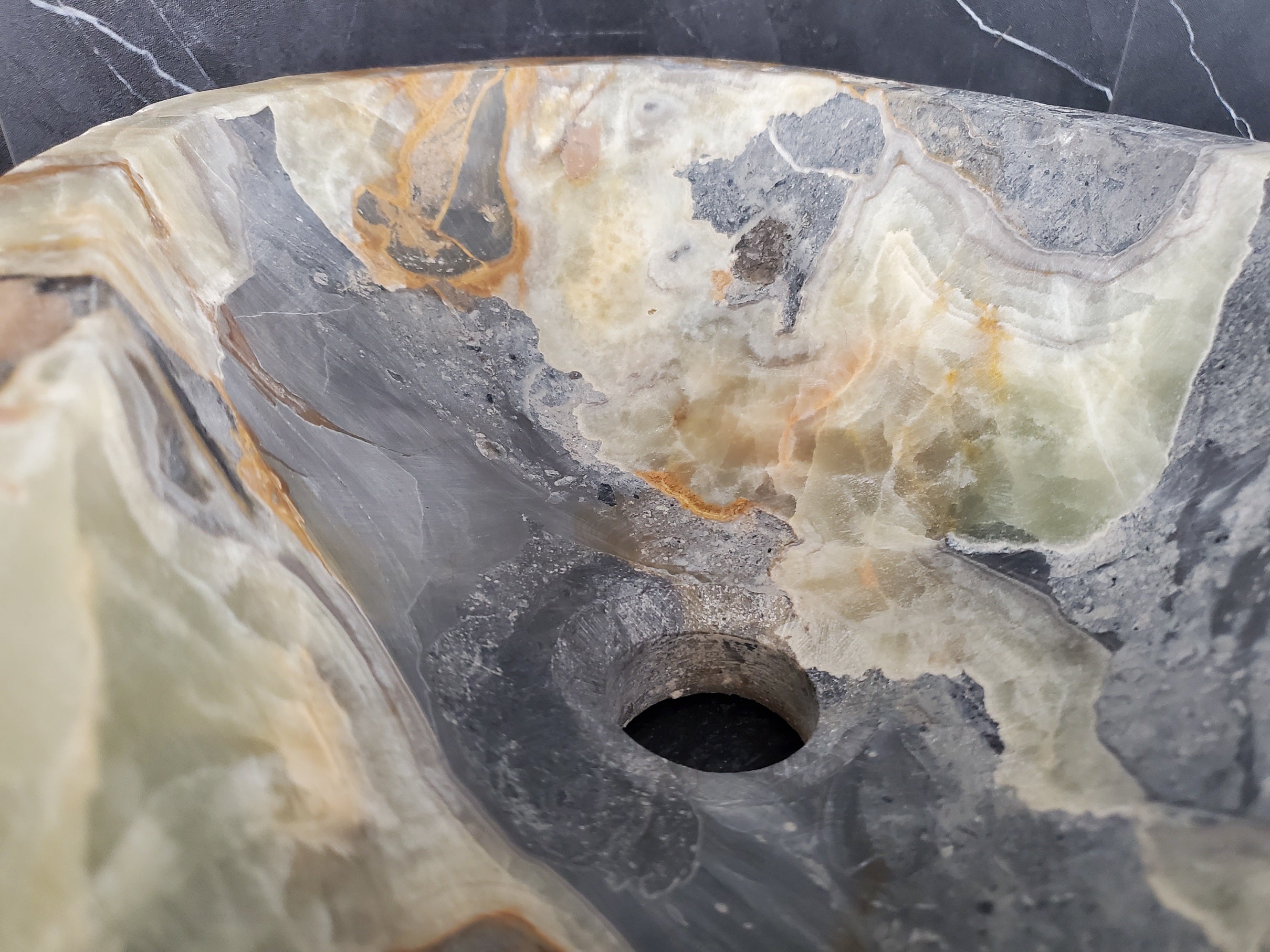 S25_19 Onyx Stone Vessel Bathroom Sink - 17 x 11 inch