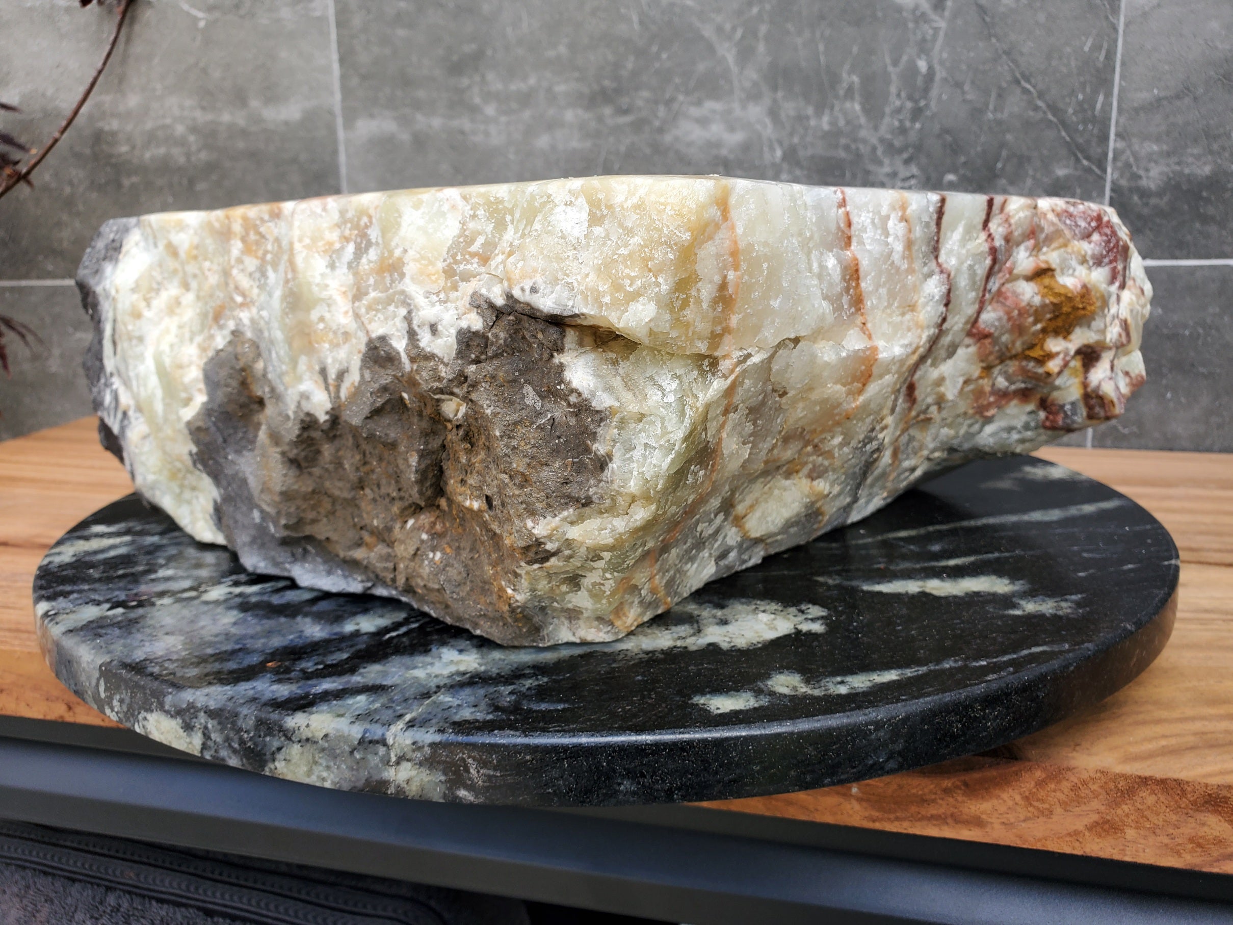 S30_25 Onyx Stone Vessel Bathroom Sink - 15 x 15 inch