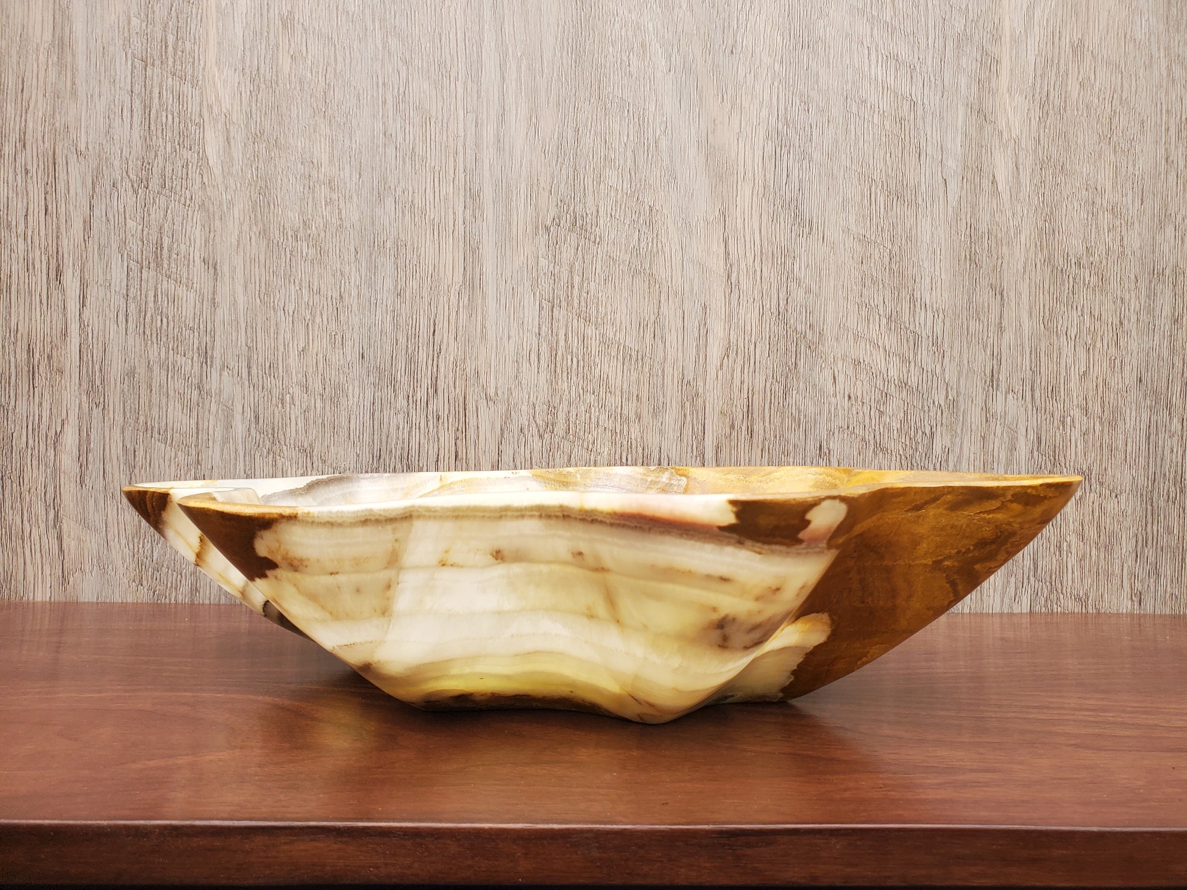 S23_12 Green and Brown Onyx Stone Vessel Bathroom Sink - 19 x 16 inch