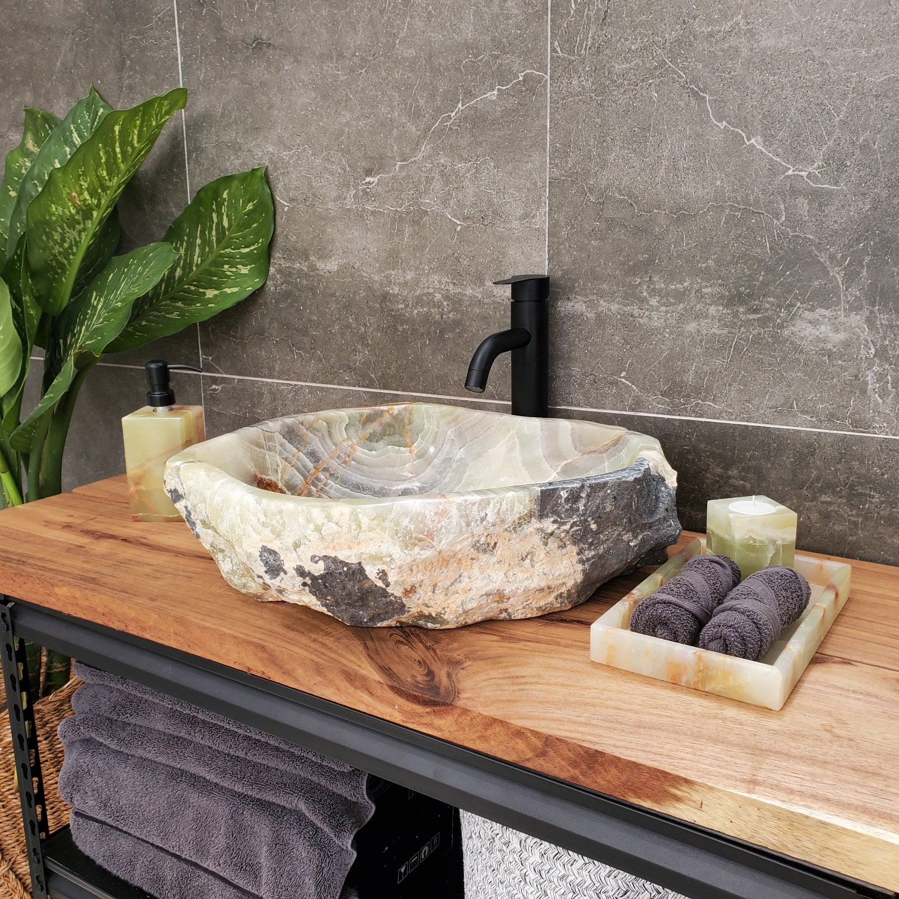 S31_12 Onyx Stone Vessel Bathroom Sink
