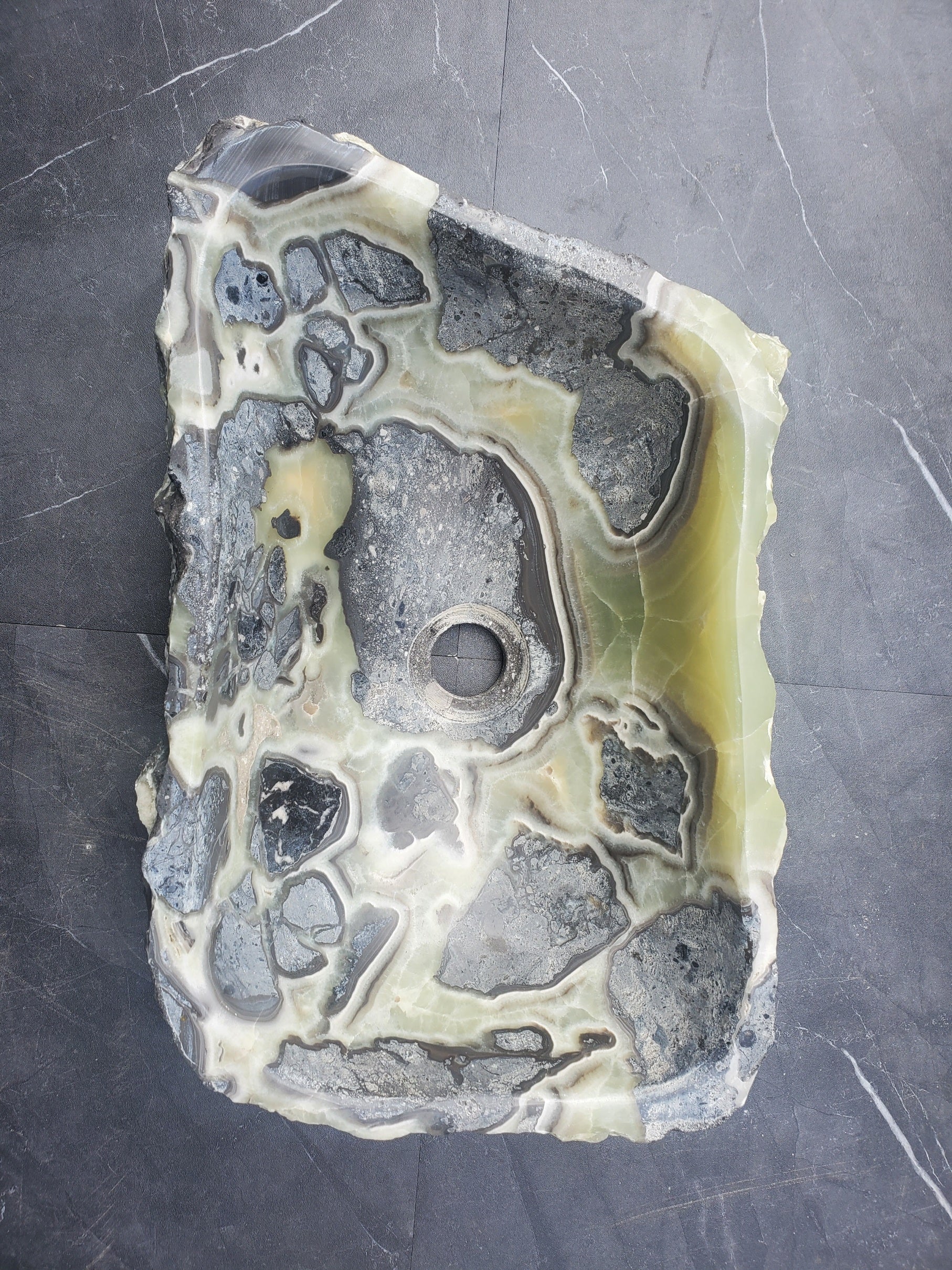 S30_21 Onyx Stone Vessel Bathroom Sink - 16.5 x 11 inch