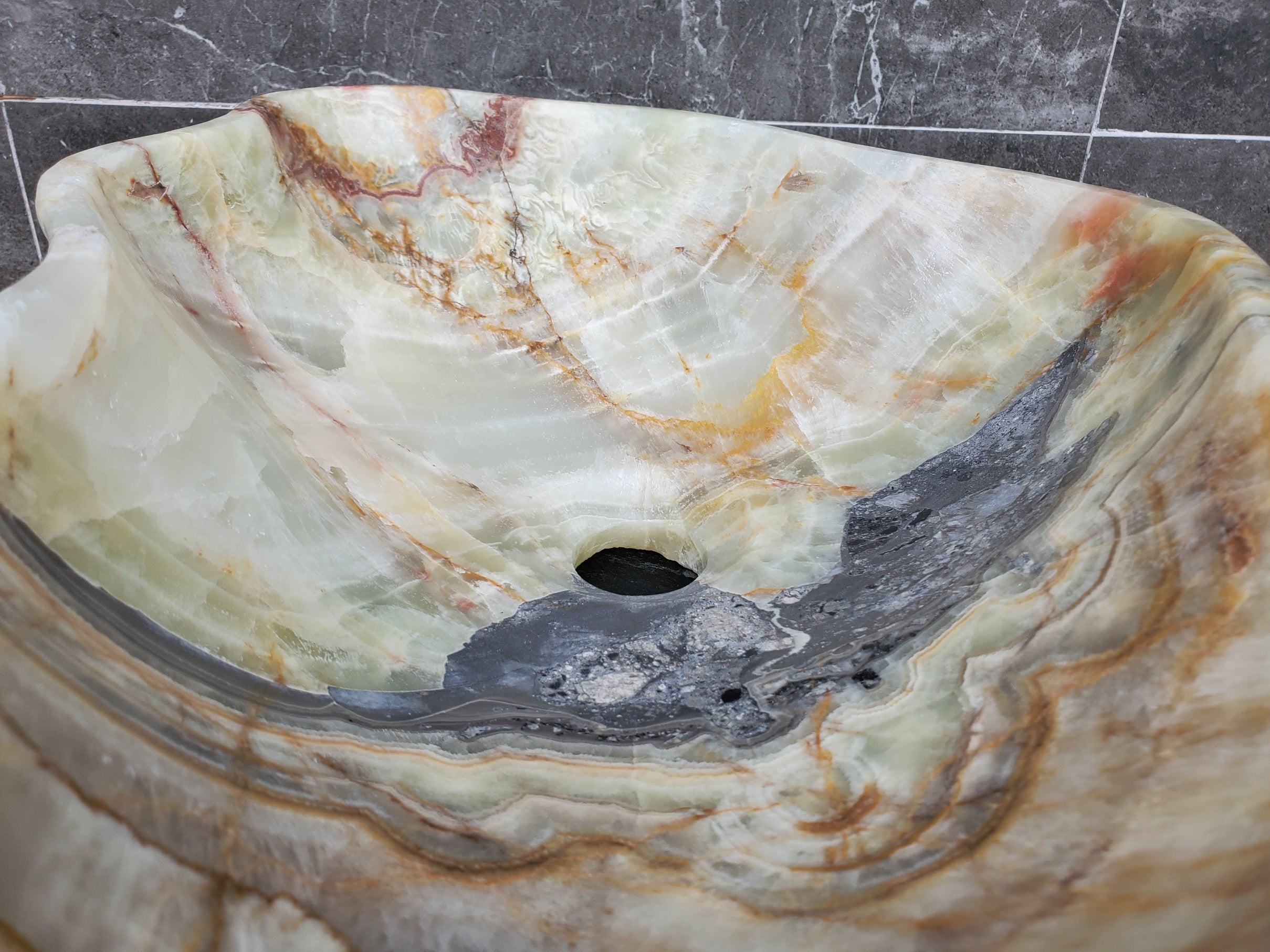 S31_02 Onyx Stone Vessel Bathroom Sink