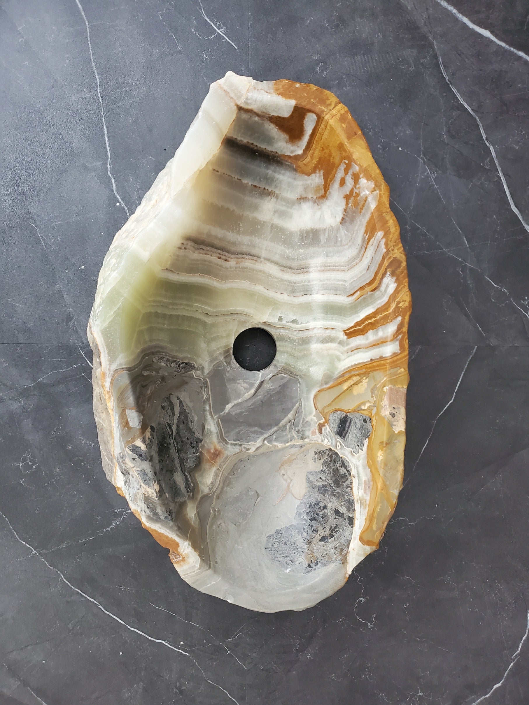 S25_17 Onyx Stone Vessel Bathroom Sink