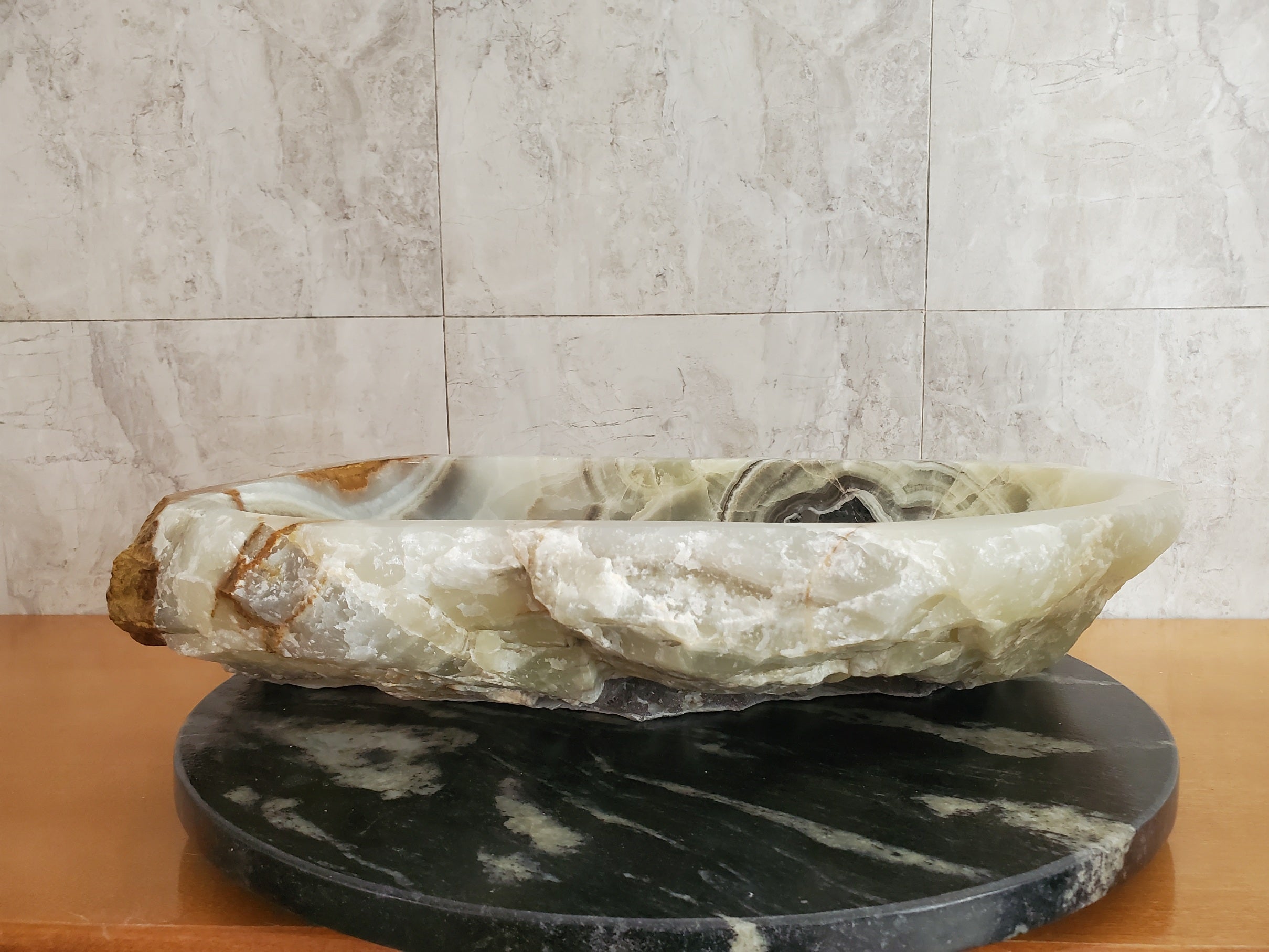 S23_23 Onyx Stone Vessel Bathroom Sink - 20 x 12.5 inch
