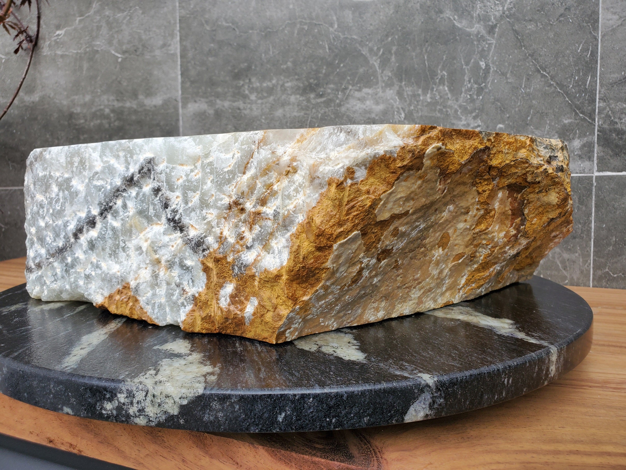 S29_33 Onyx Stone Vessel Bathroom Sink - 18 x 12.5 inch