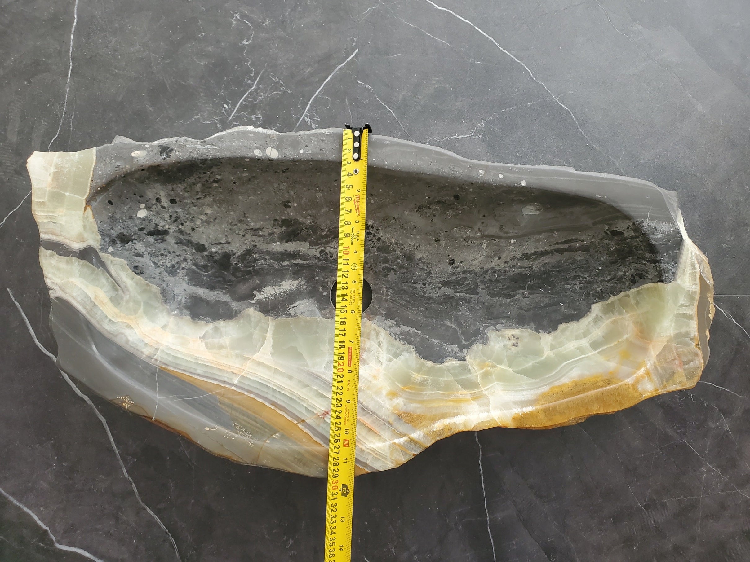 S25_21 Onyx Stone Vessel Bathroom Sink - 21.5 x 12 inch