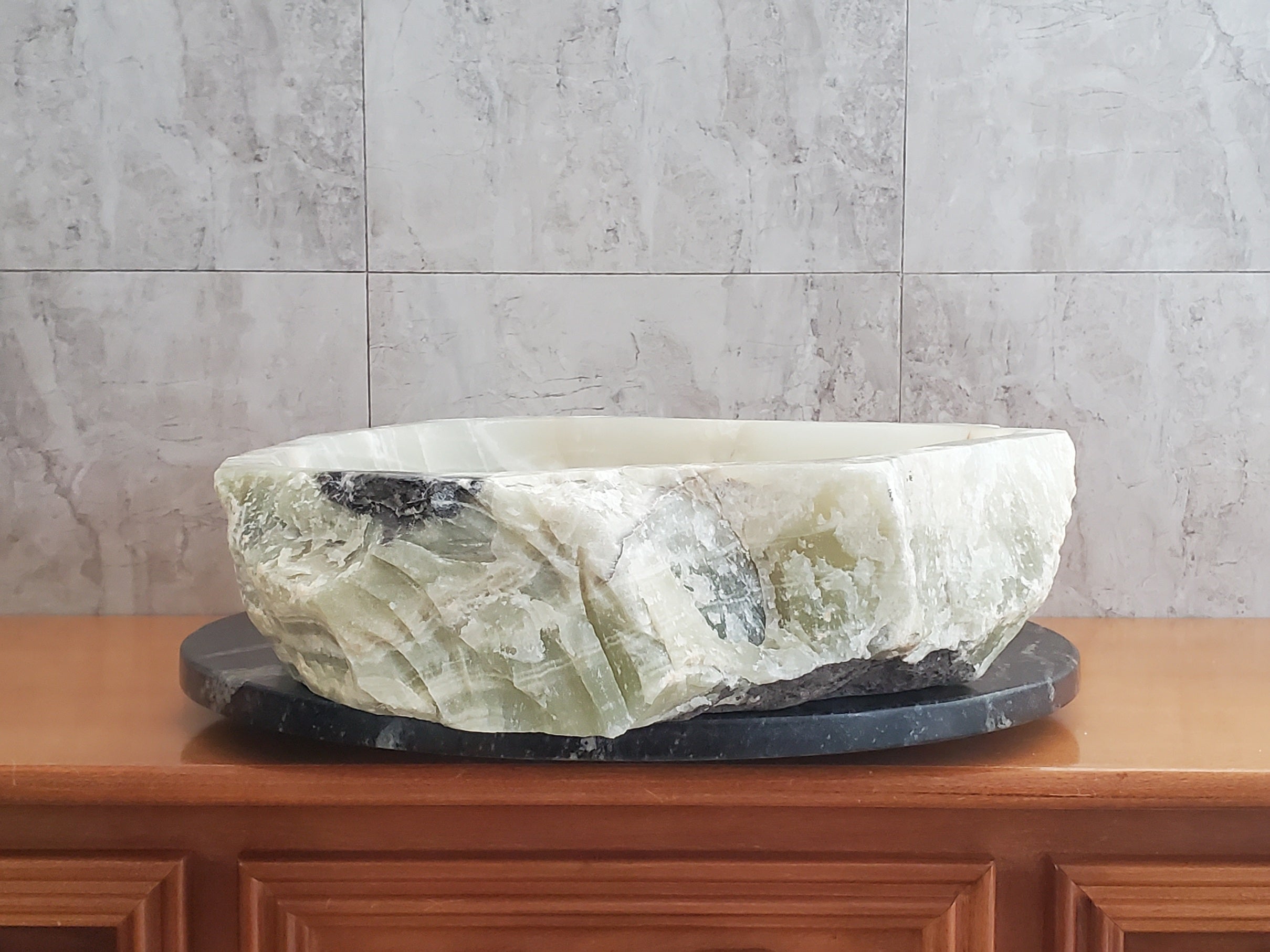 S23_32 Onyx Stone Vessel Bathroom Sink - 23 x 18 inch