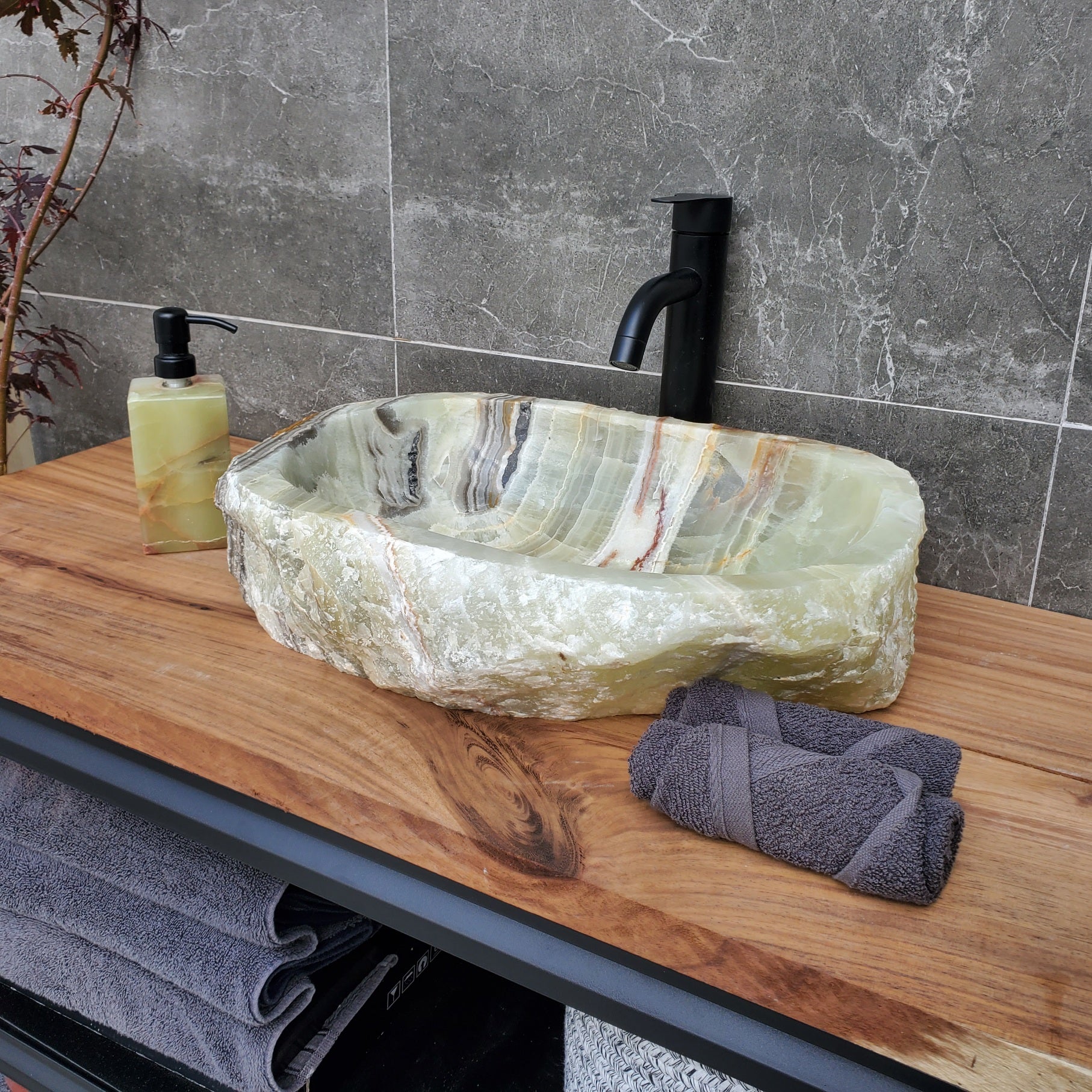 S29_20 Onyx Stone Vessel Bathroom Sink
