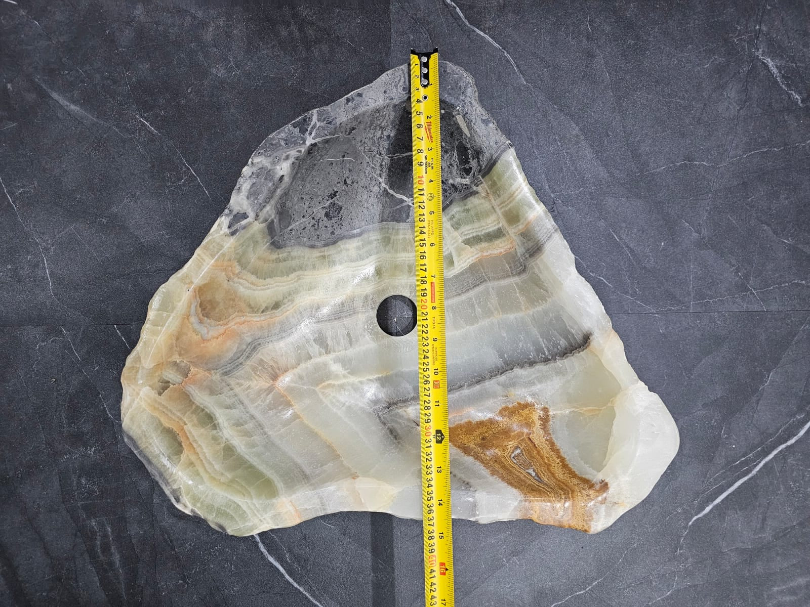 S26_12 Onyx Stone Vessel Bathroom Sink - 17.5 x 14.5 inch