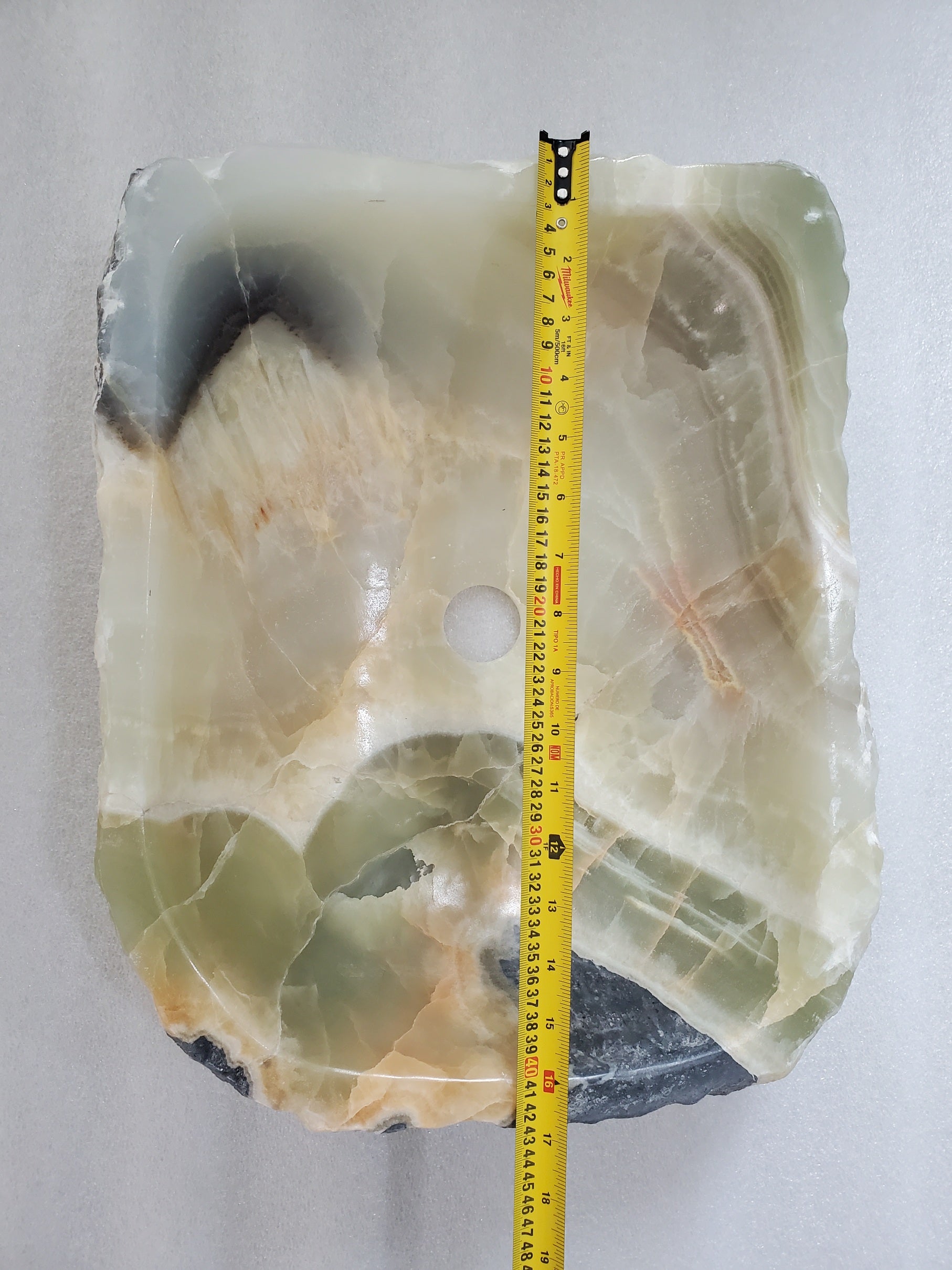 S24_14 Green Onyx Stone Vessel Bathroom Sink