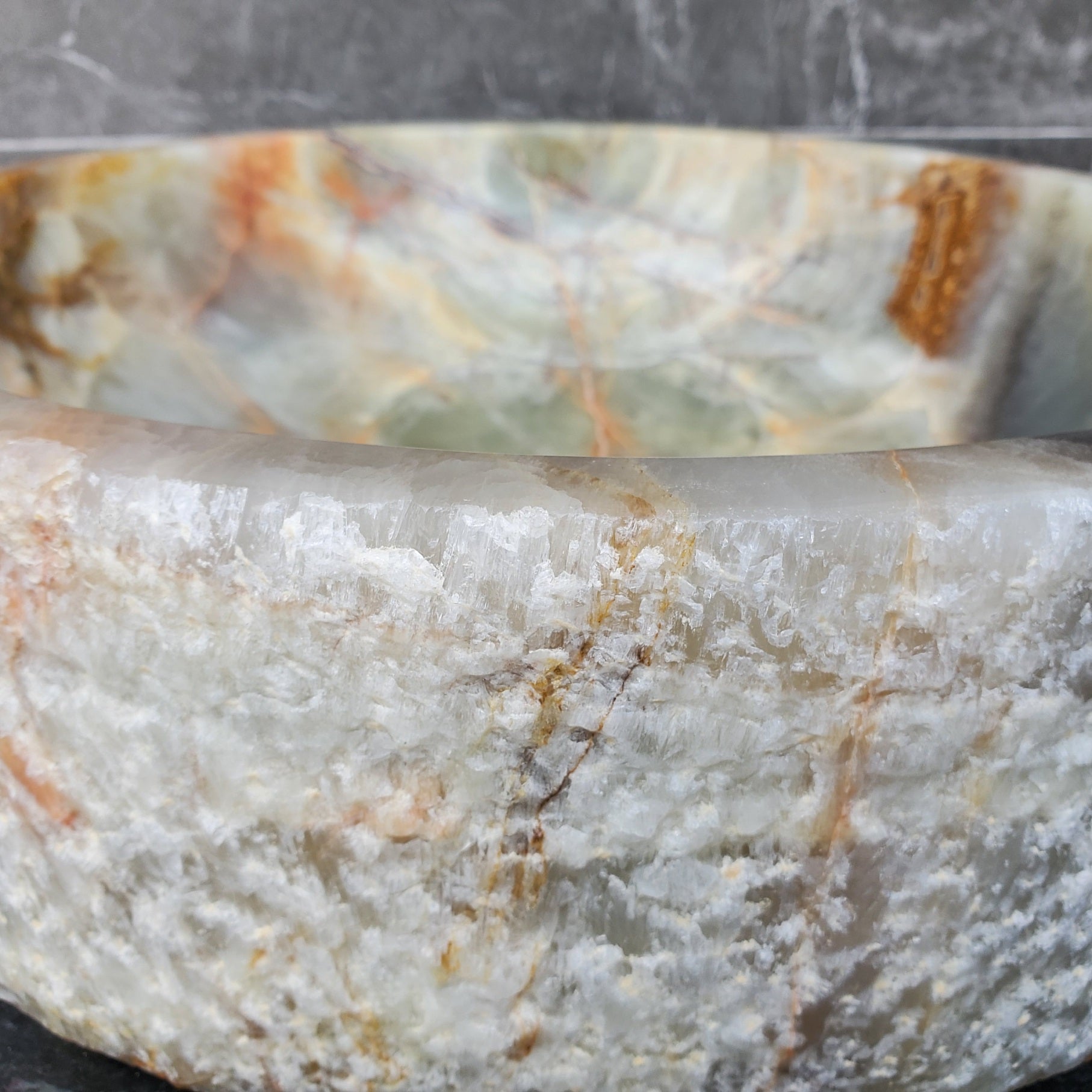S29_29 Onyx Stone Vessel Bathroom Sink - 15 x 15 inch