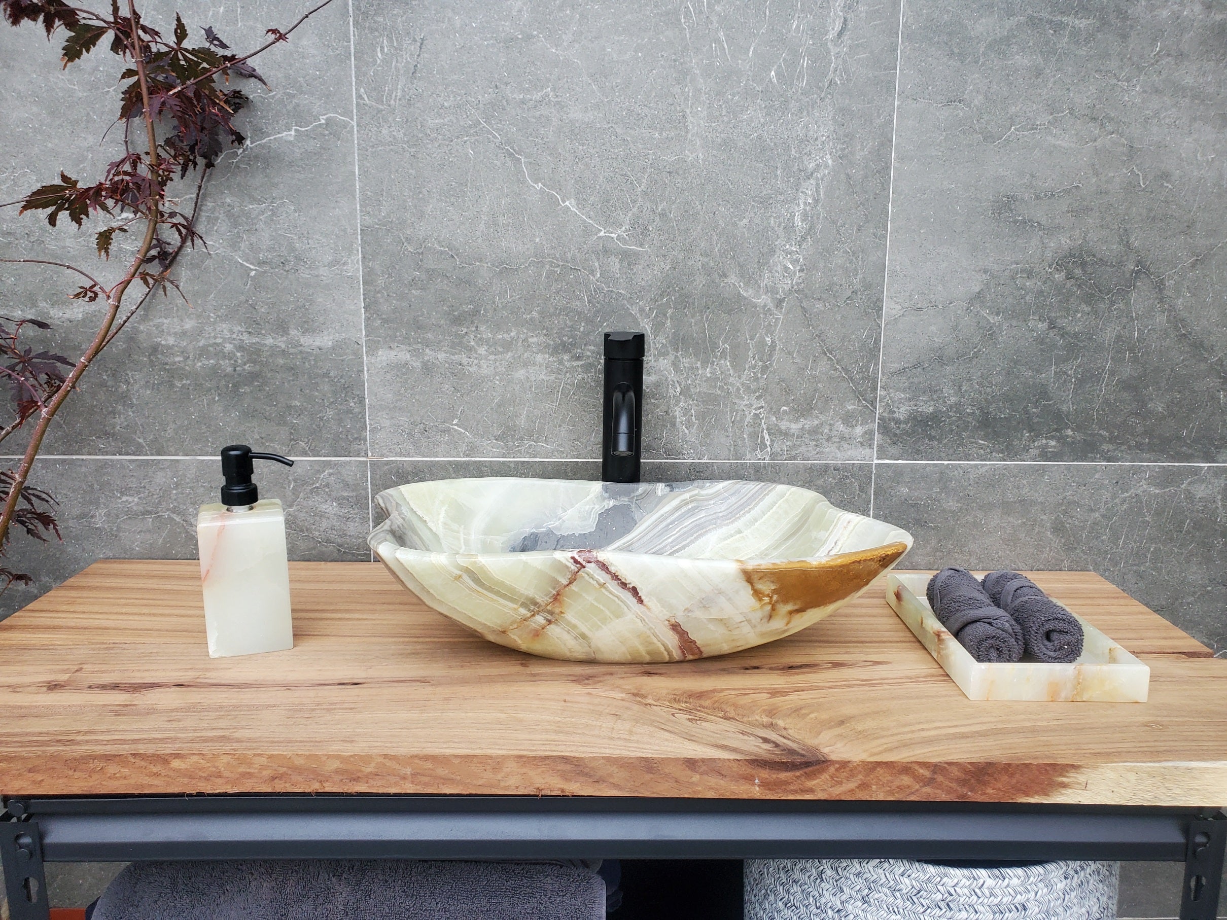 S30_03 Onyx Stone Vessel Bathroom Sink