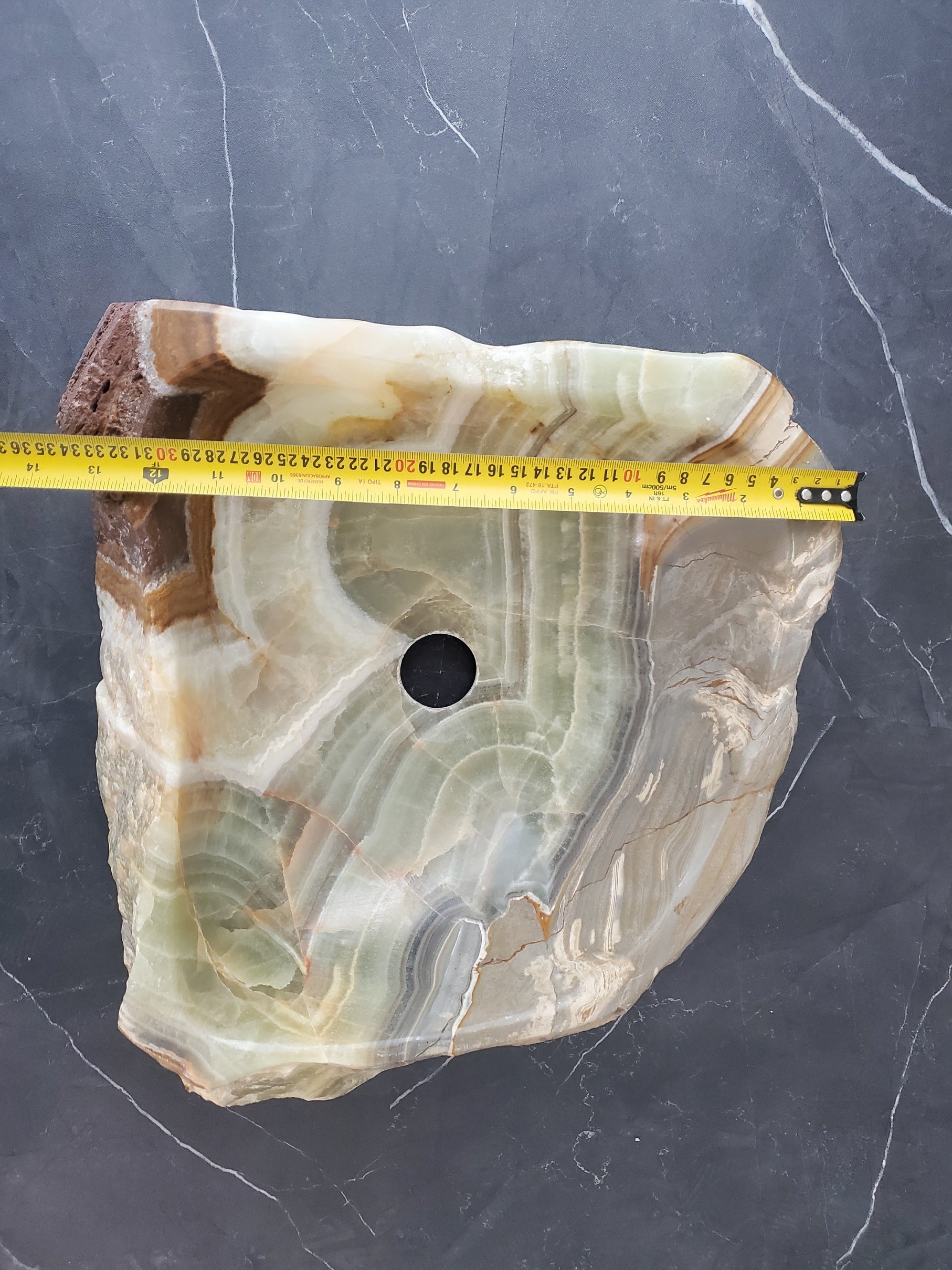 S25_13 Green Onyx Stone Vessel Bathroom Sink