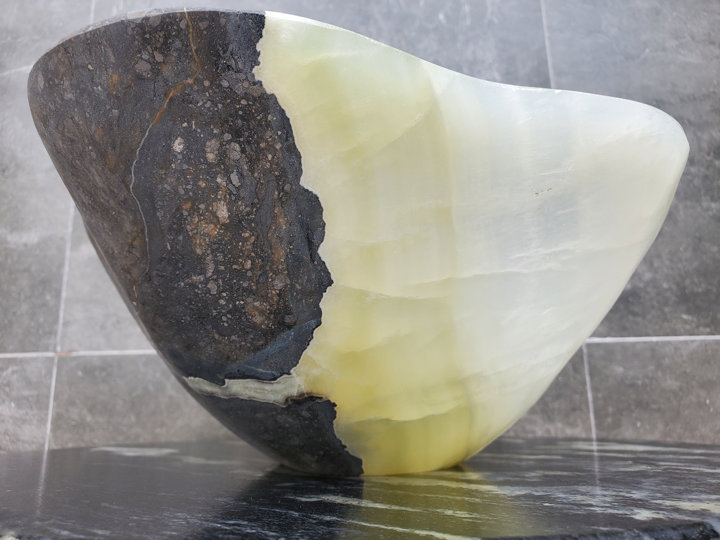 S30_16 Onyx Stone Vessel Bathroom Sink - 20 x 12 inch