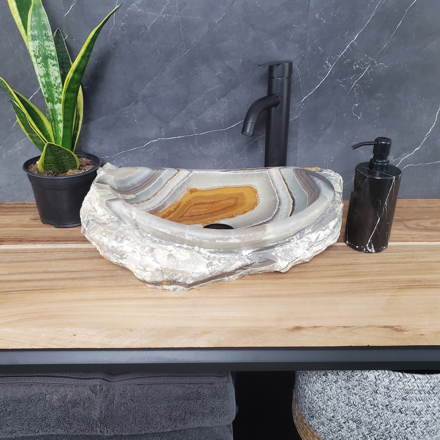 S28_12 Onyx Stone Vessel Bathroom Sink
