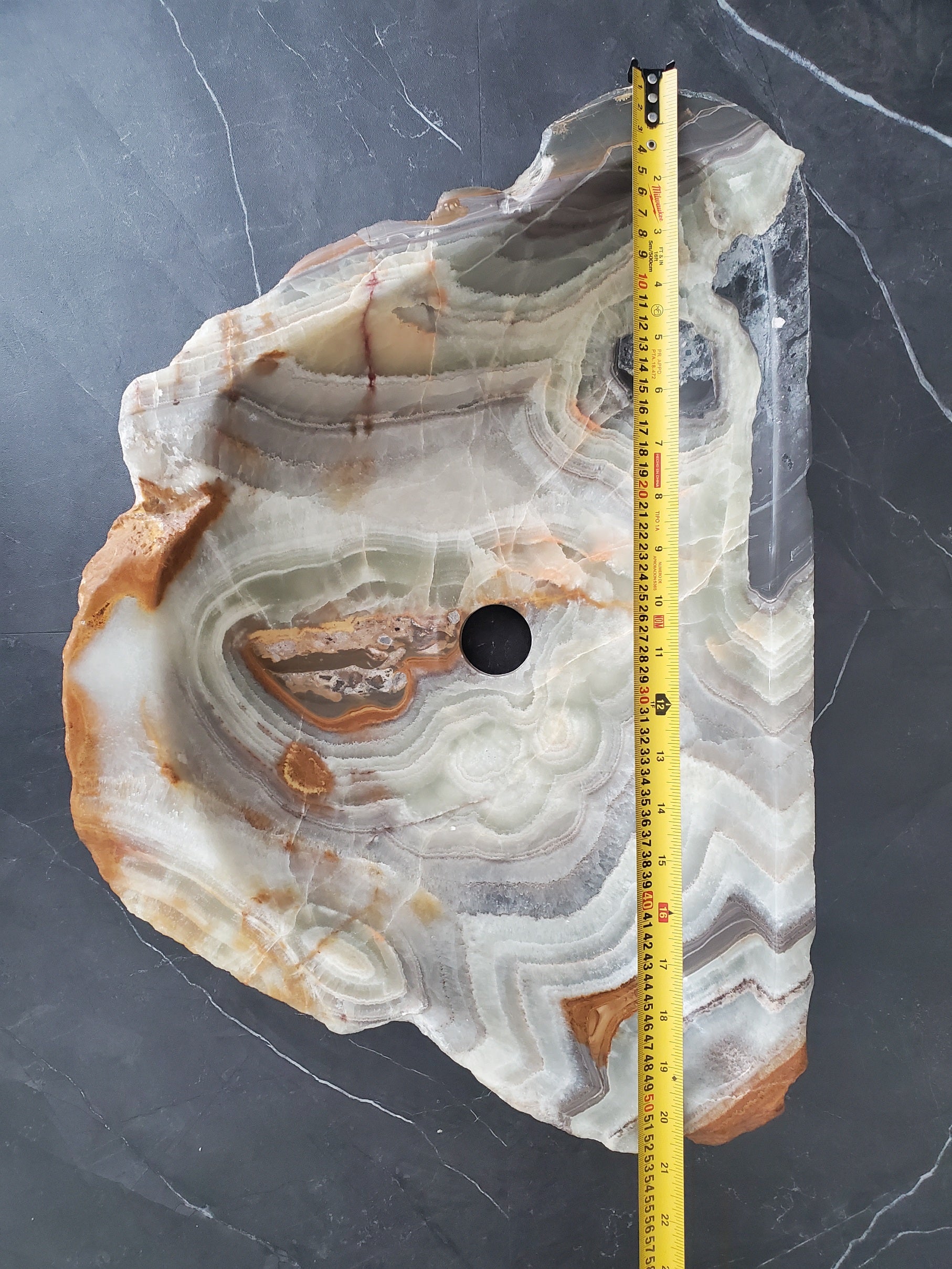 S25_14 Green Onyx Stone Vessel Bathroom Sink
