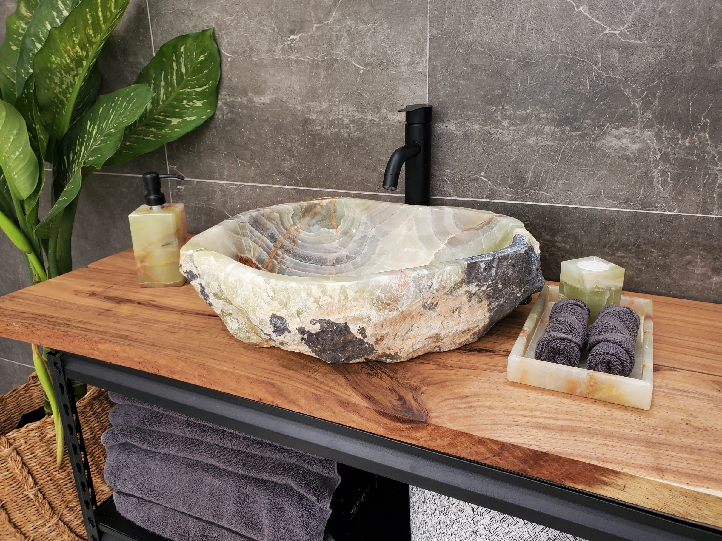 S31_12 Onyx Stone Vessel Bathroom Sink