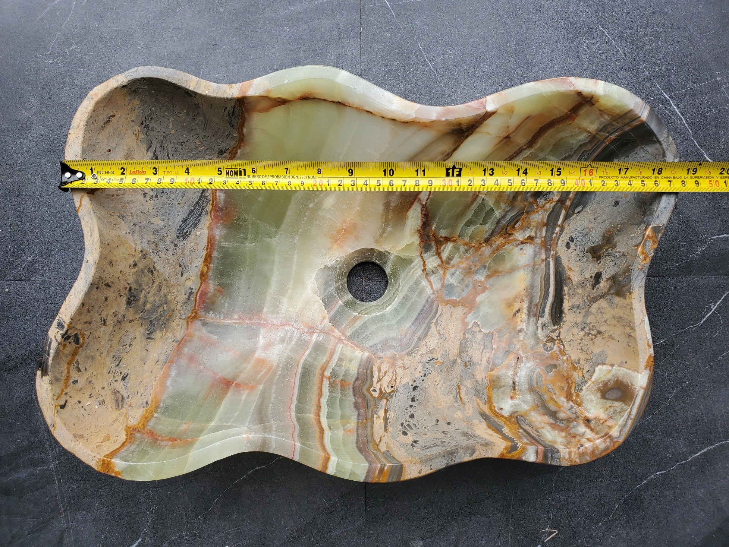 S30_31 Onyx Stone Vessel Bathroom Sink - 18.5 x 12 inch