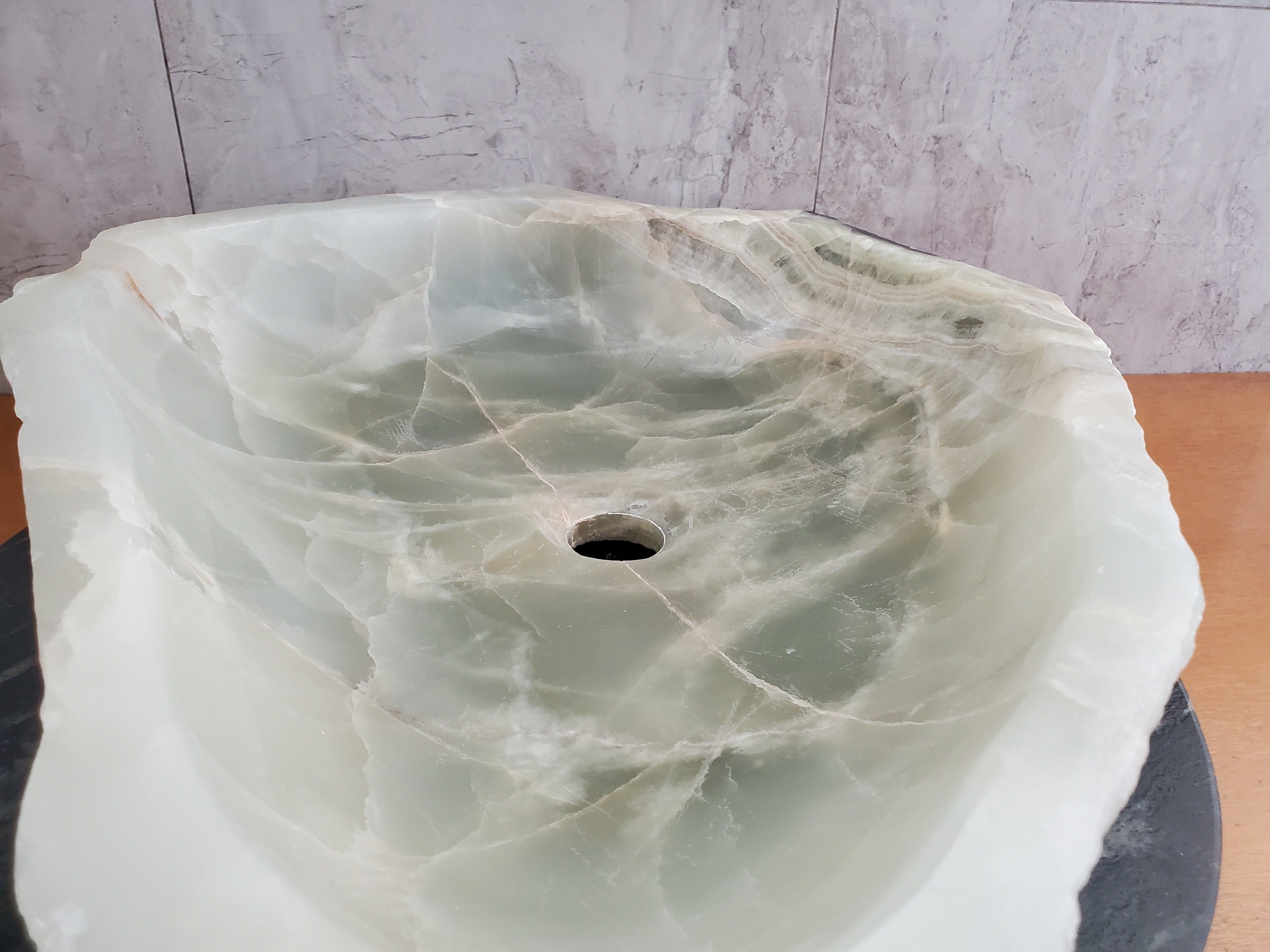 S23_32 Onyx Stone Vessel Bathroom Sink - 23 x 18 inch