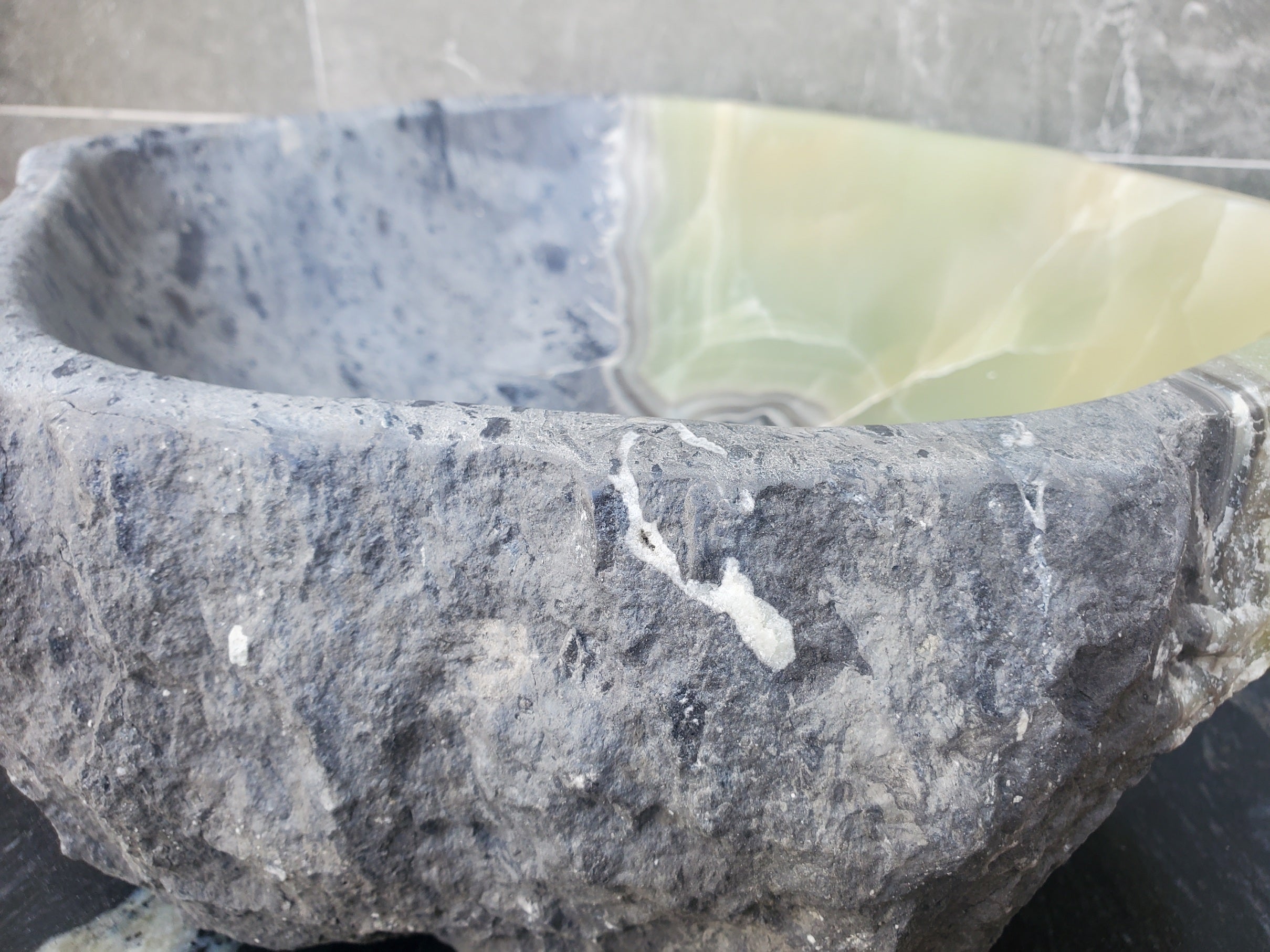 S30_20 Onyx Stone Vessel Bathroom Sink - 16.5 x 13 inch