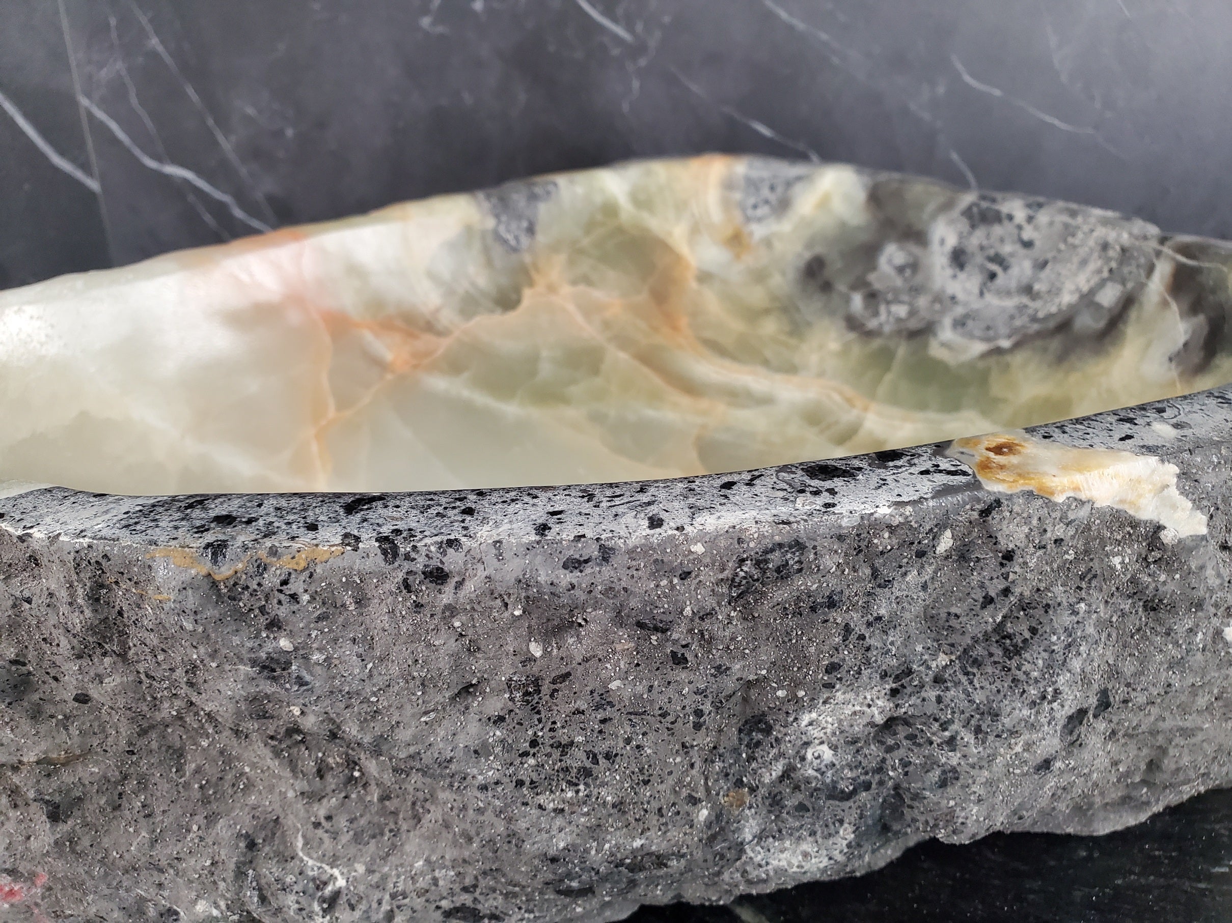 S26_07 Onyx Stone Vessel Bathroom Sink - 18 x 13 inch