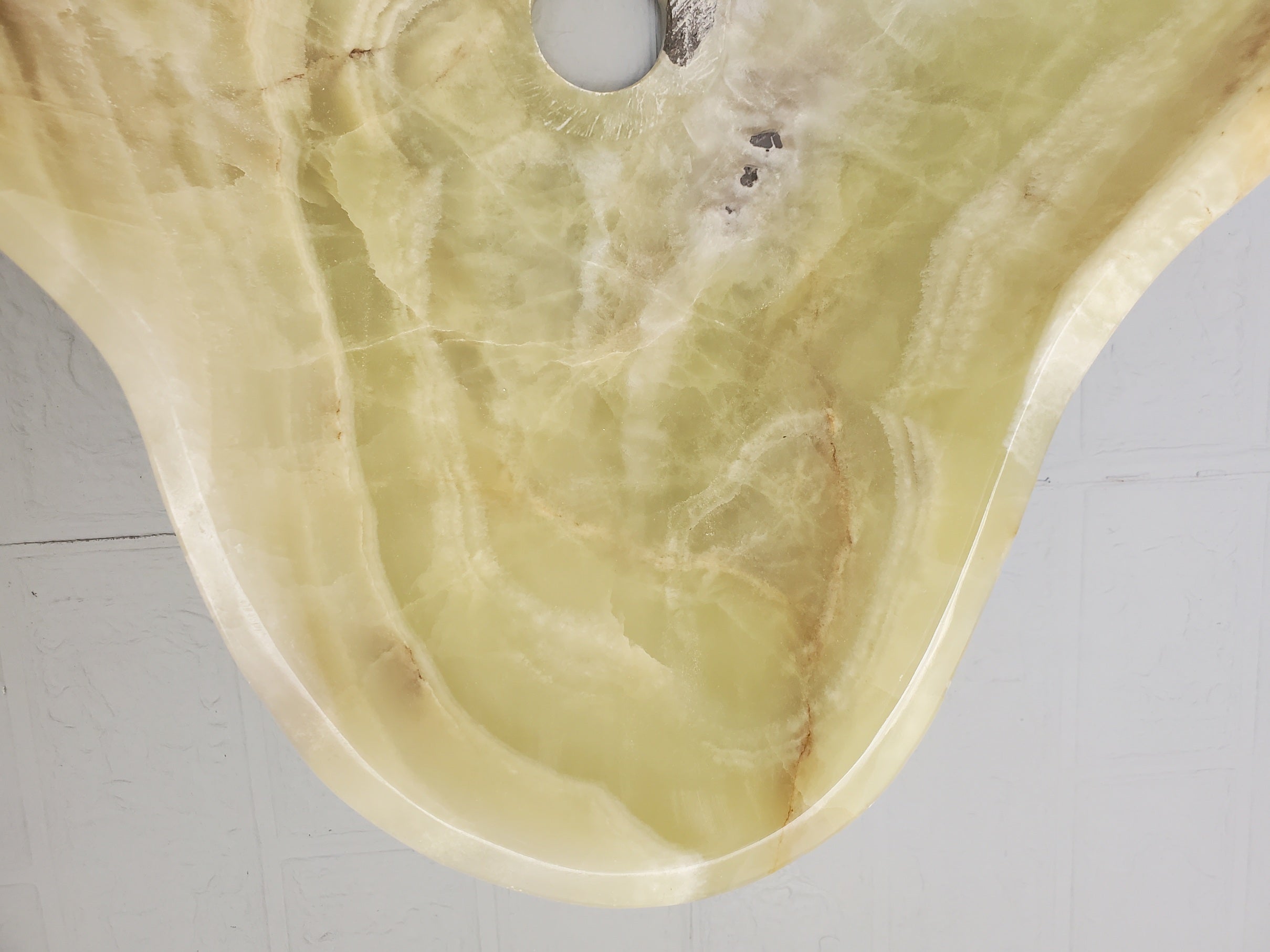 S23_17 Green and Beige Onyx Stone Vessel Bathroom Sink