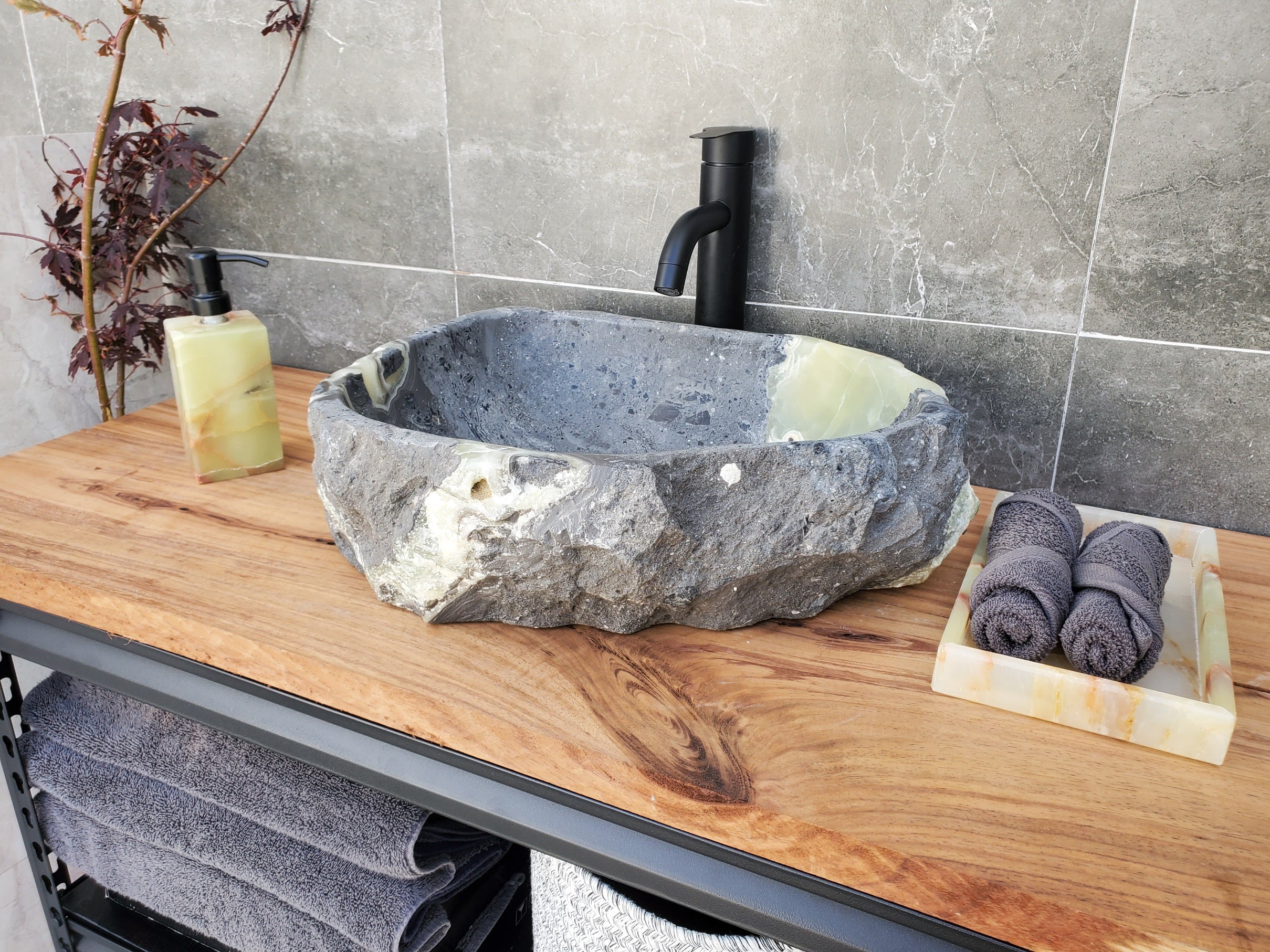 S30_23 Onyx Stone Vessel Bathroom Sink