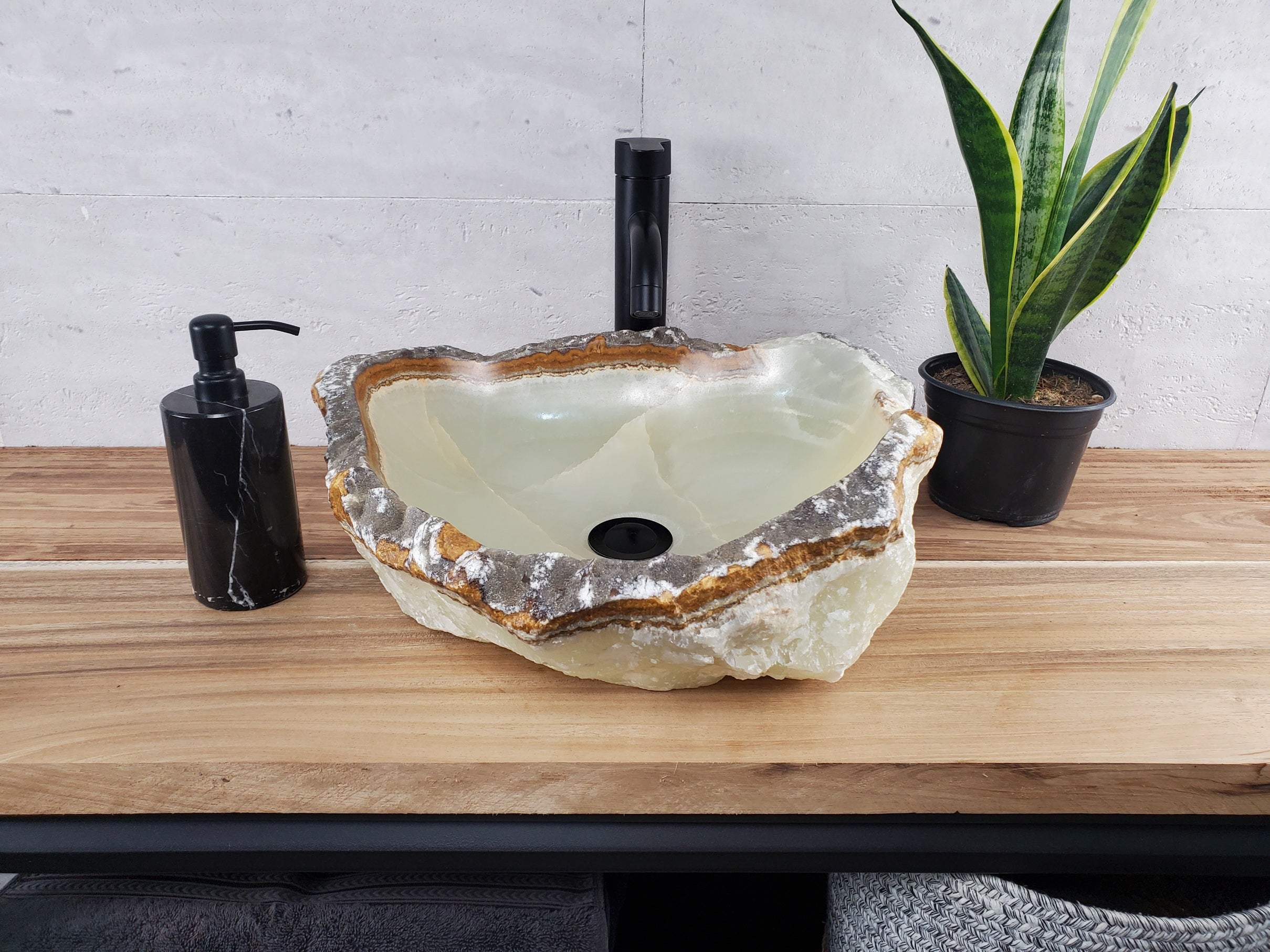 S28_15 Onyx Stone Vessel Bathroom Sink
