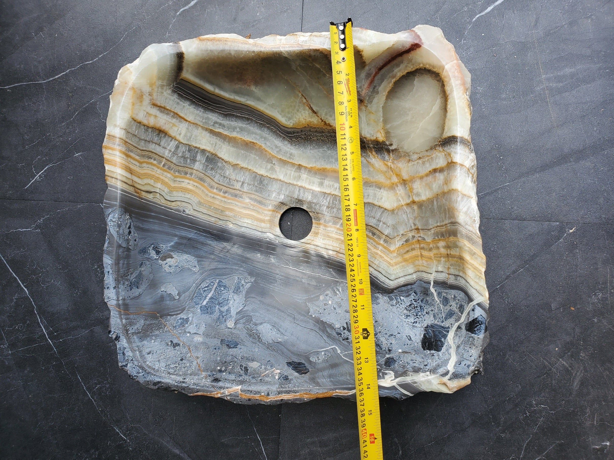 S30_24 Onyx Stone Vessel Bathroom Sink