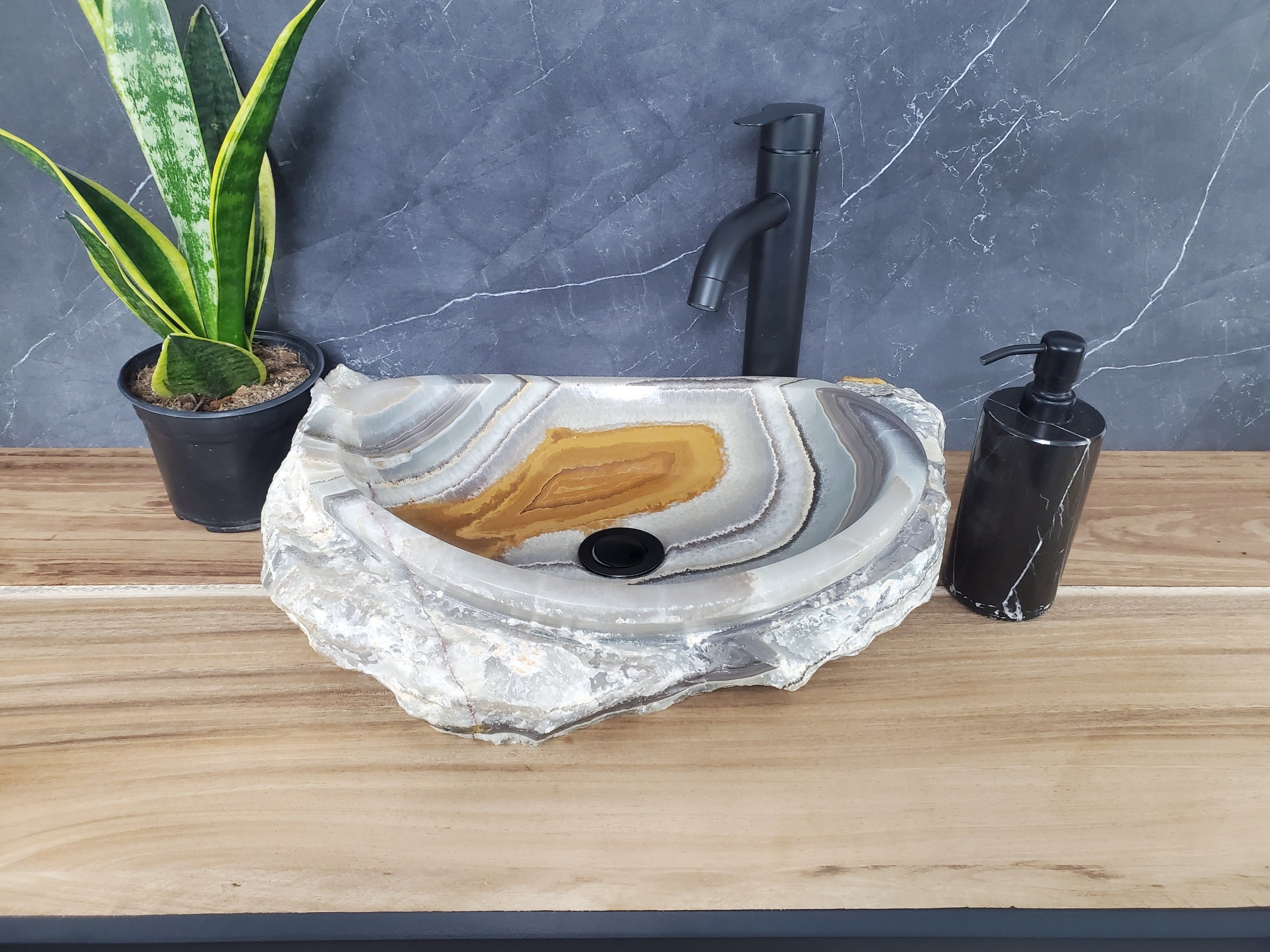 SET1039 Onyx Stone Vessel Bathroom Sink (Set of Two)