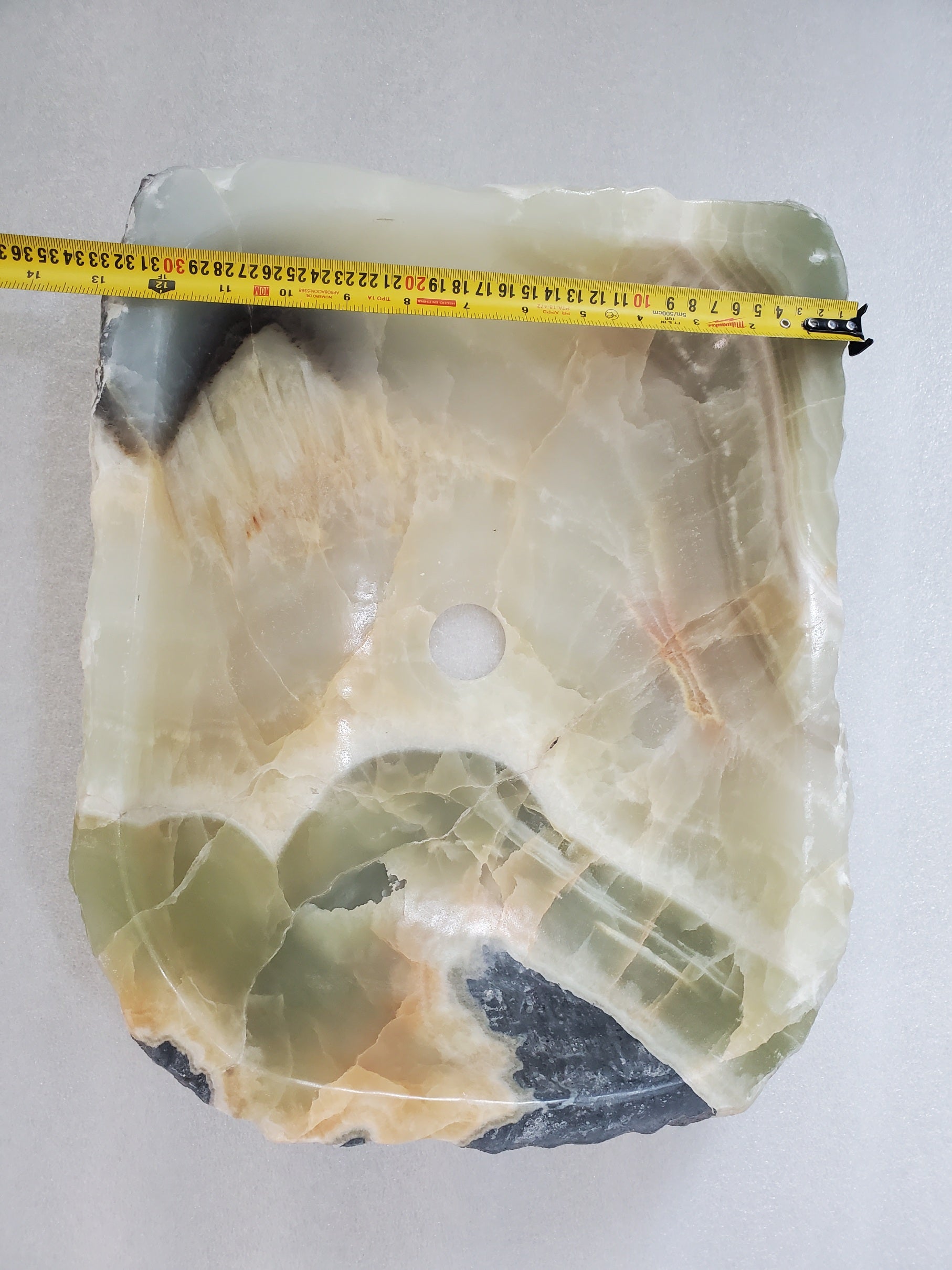 S24_14 Green Onyx Stone Vessel Bathroom Sink
