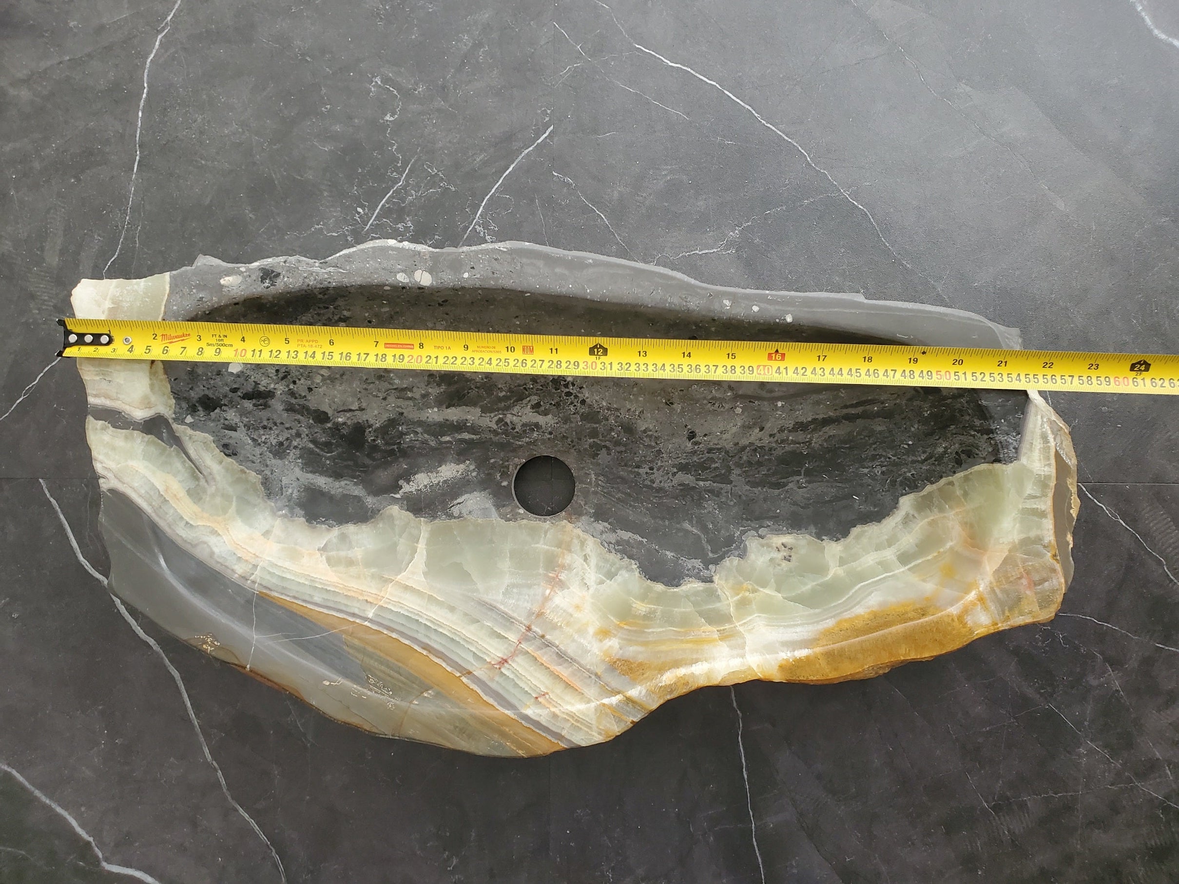 S25_21 Onyx Stone Vessel Bathroom Sink - 21.5 x 12 inch