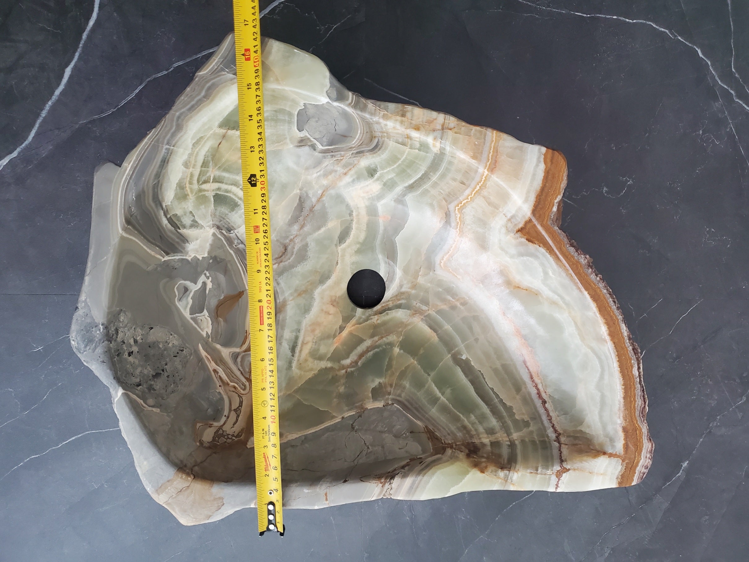 S25_12 Green Onyx Stone Vessel Bathroom Sink