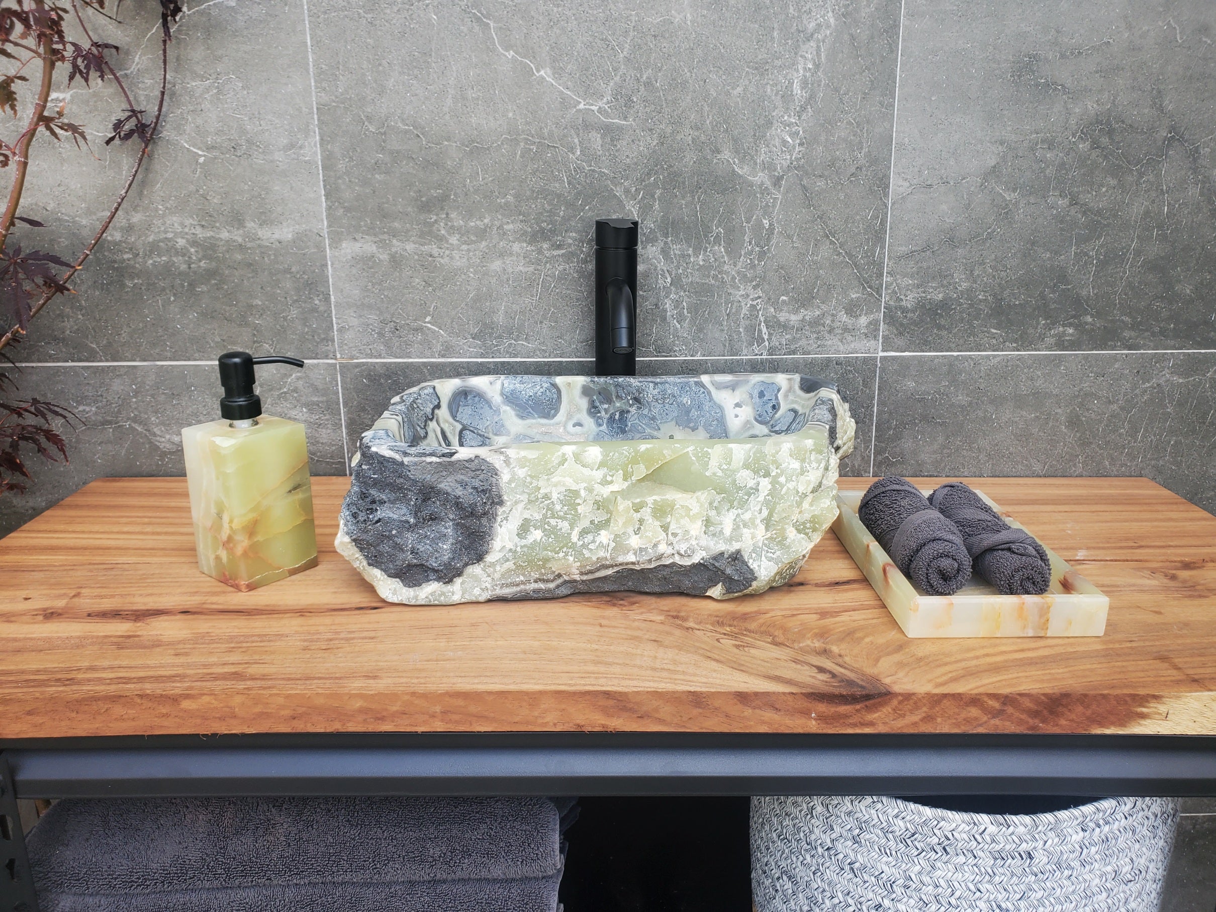 S30_21 Onyx Stone Vessel Bathroom Sink